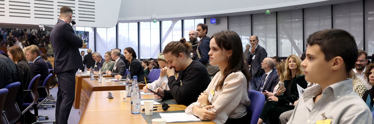 Young Portuguese citizens arrive at the European Court of Human Rights