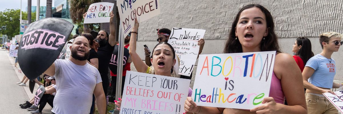 young pro-choice protesters in Florida