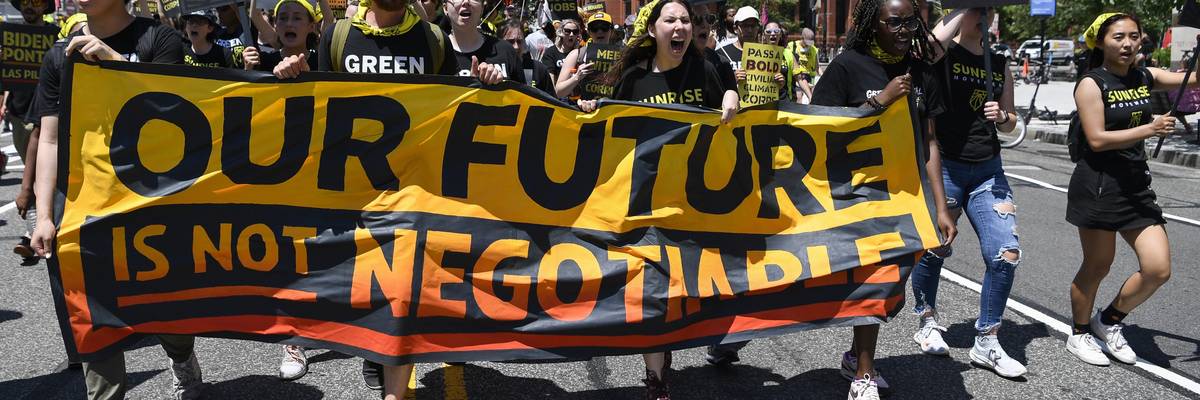 Youth activists march in Washington, D.C.'s Lafayette Square on June 28, 2021.
