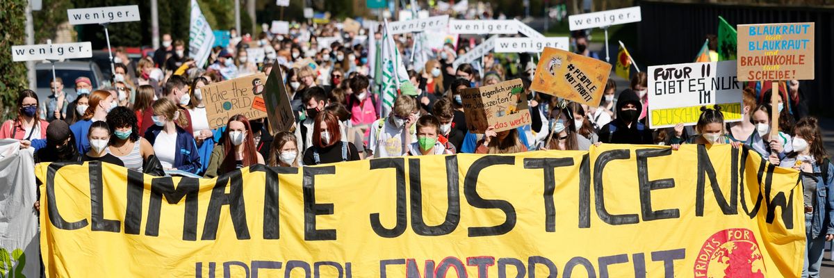 Youth climate strikers march in Cologne, Germany