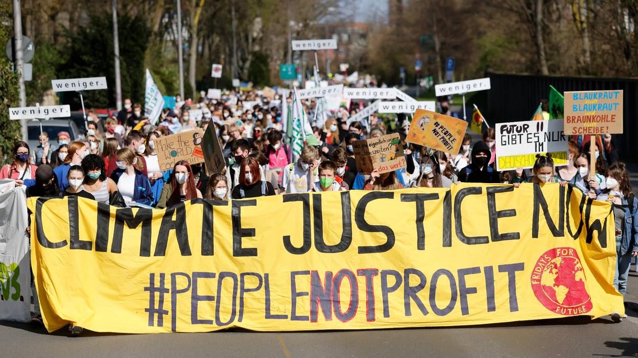 Youth climate strikers march in Cologne, Germany