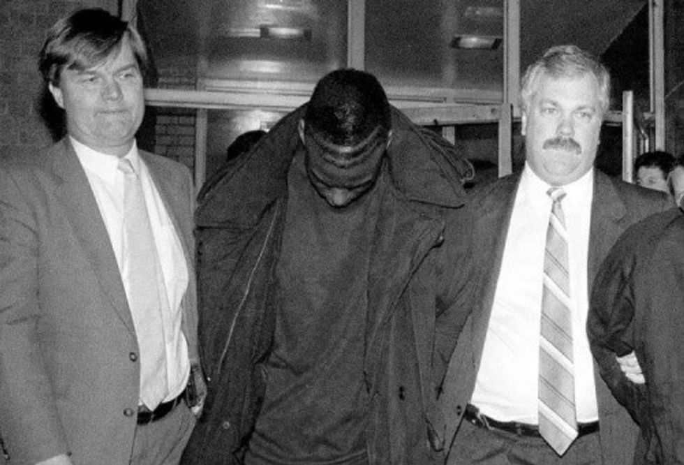 Yusef Salaam being arrested by two New York City detectivese in 1989