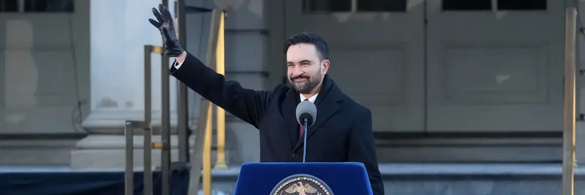 Zohran Mamdani delivers inaugural address.