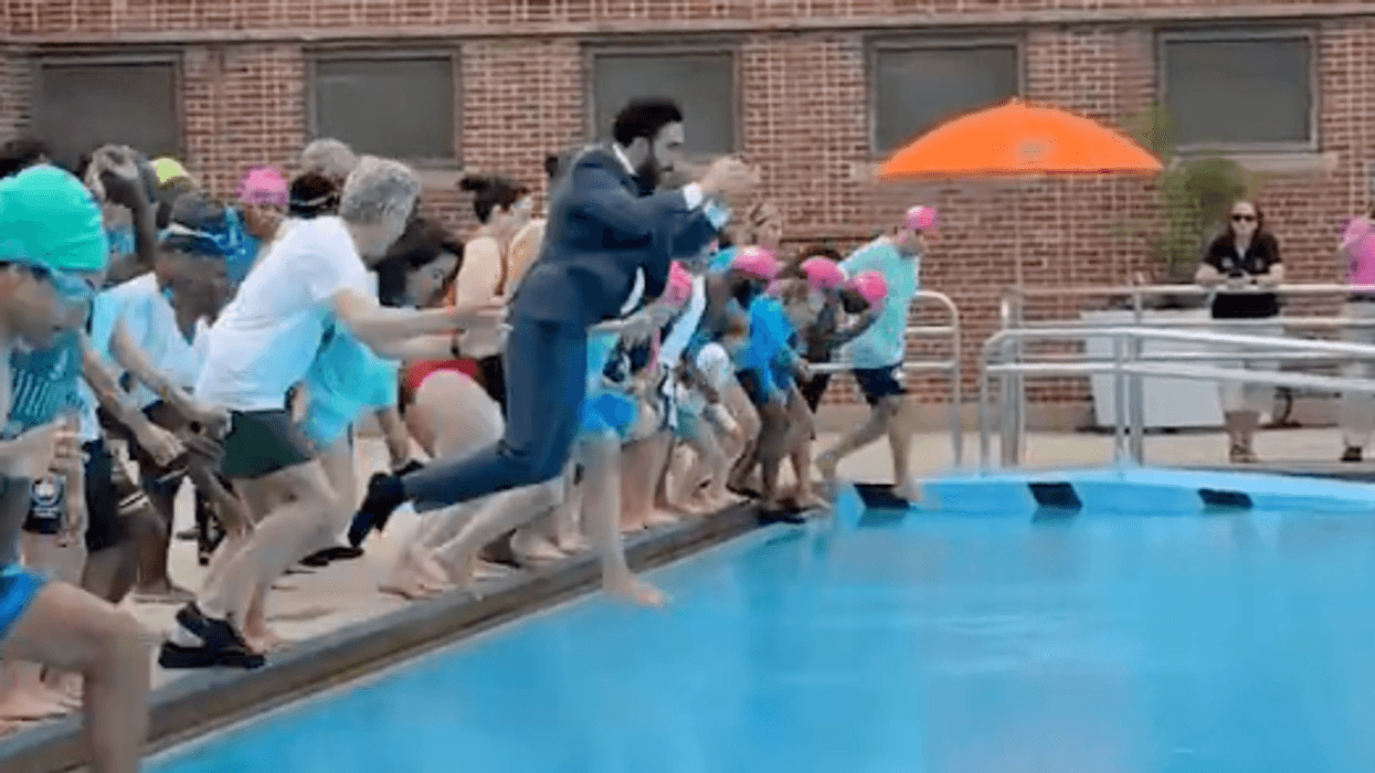 Zohran Mamdani jumps into a public pool