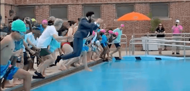 Zohran Mamdani jumps into a public pool