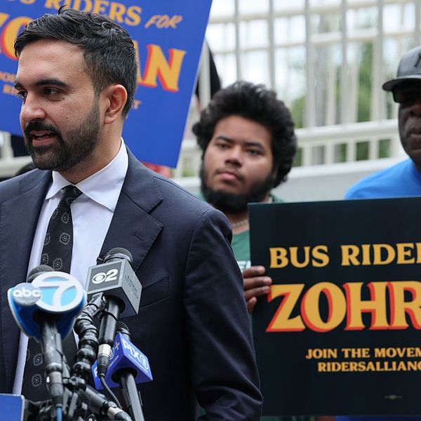 Zohran Mamdani Rides A City Bus As He Campaigns For Mayor Of New York