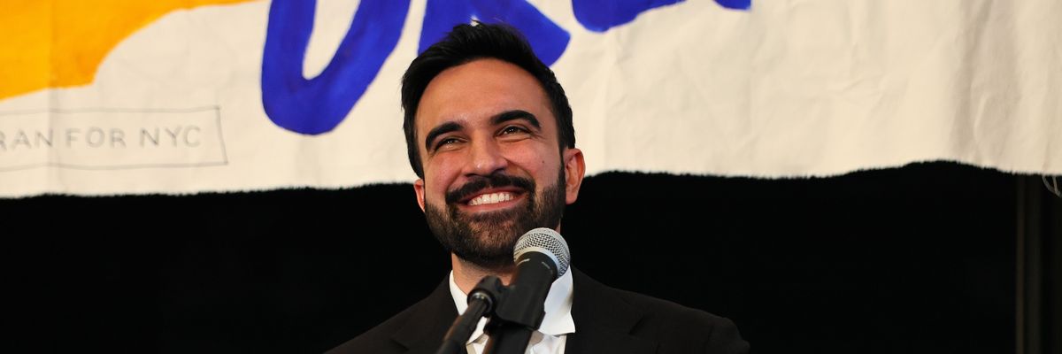 Zohran Mamdani speaks after winning mayoral primary.