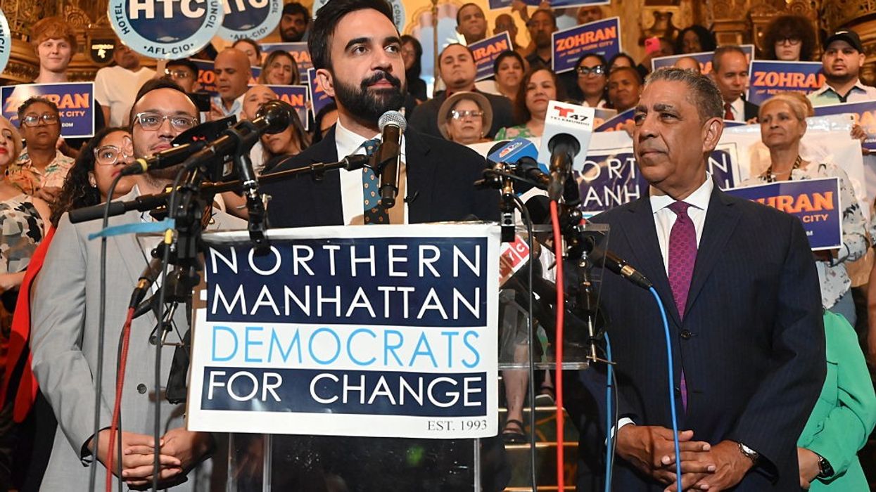 Zohran Mamdani speaks alonside Adriano Espaillat