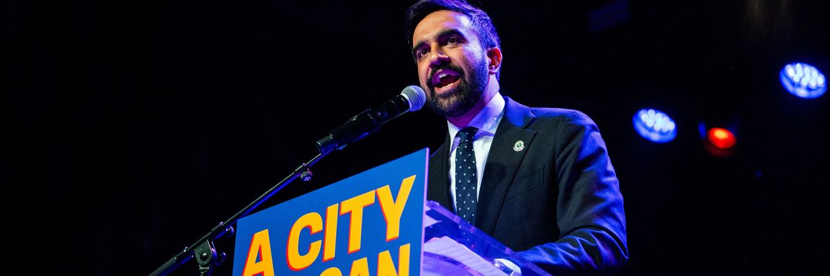 Zohran Mamdani speaks.