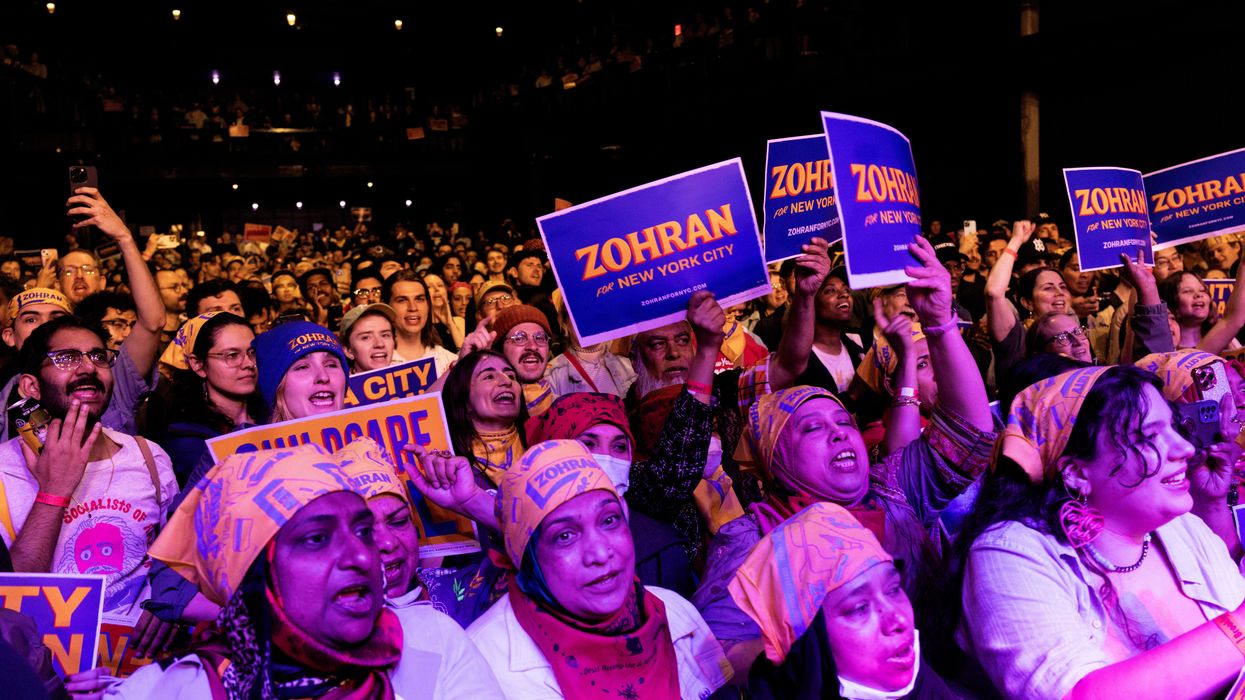 Zohran supporters at a club.