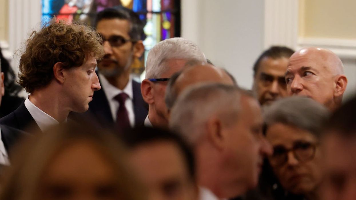 Zuckerberg, Cook, and Bezos at Trump's inauguration.