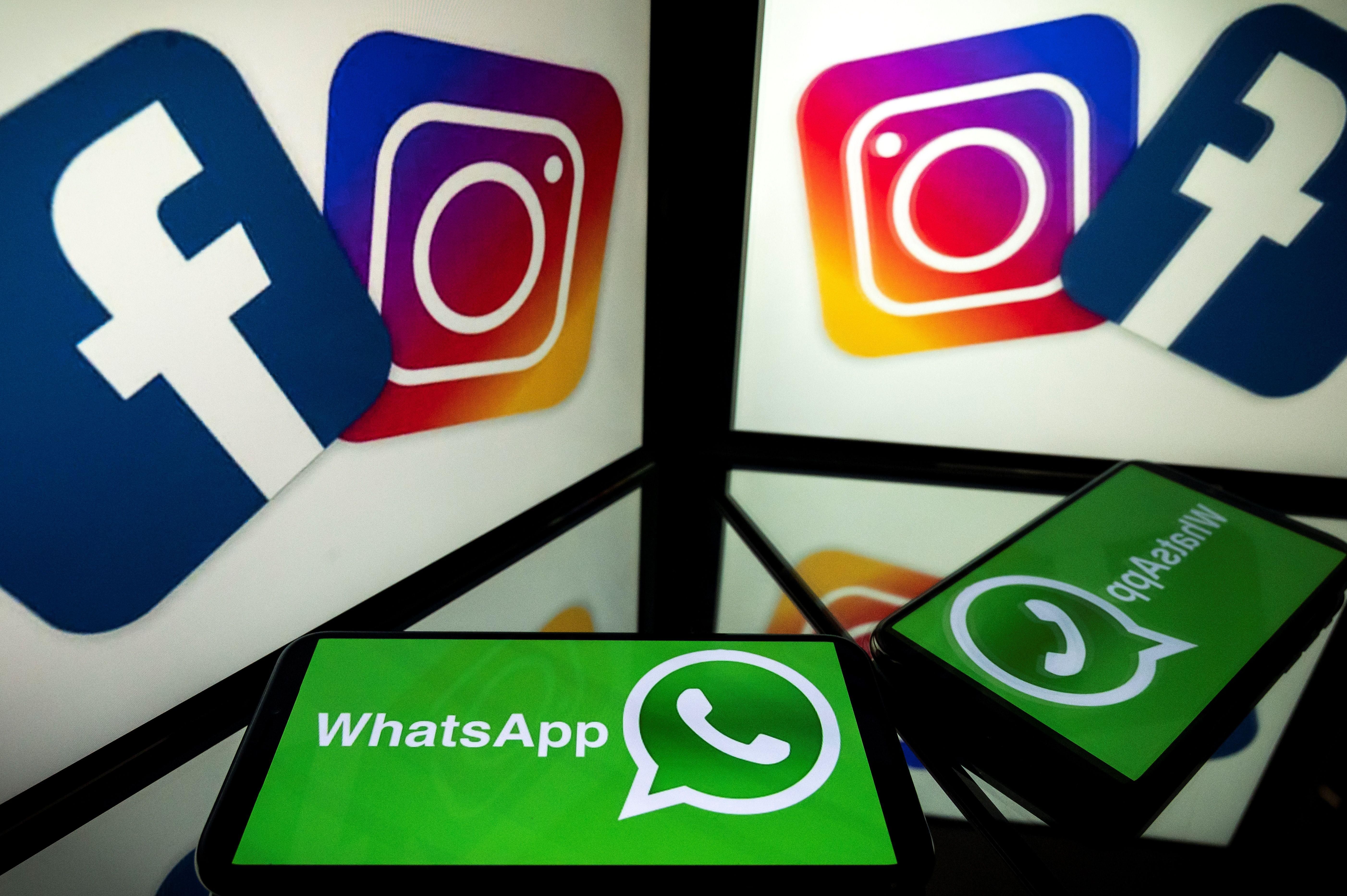 Facebook, Instagram, WhatsApp logos