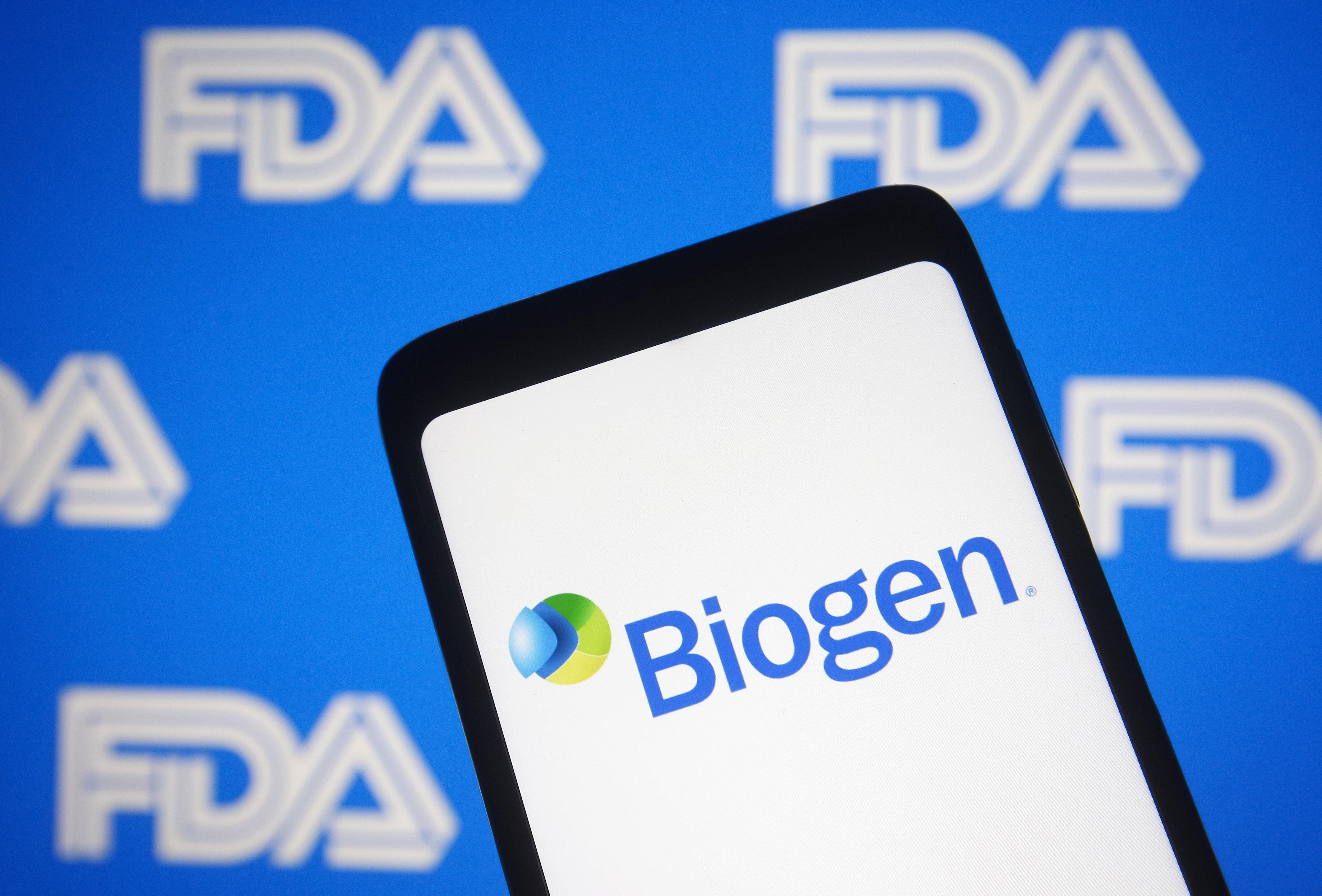 Biogen logo is seen on a smartphone 