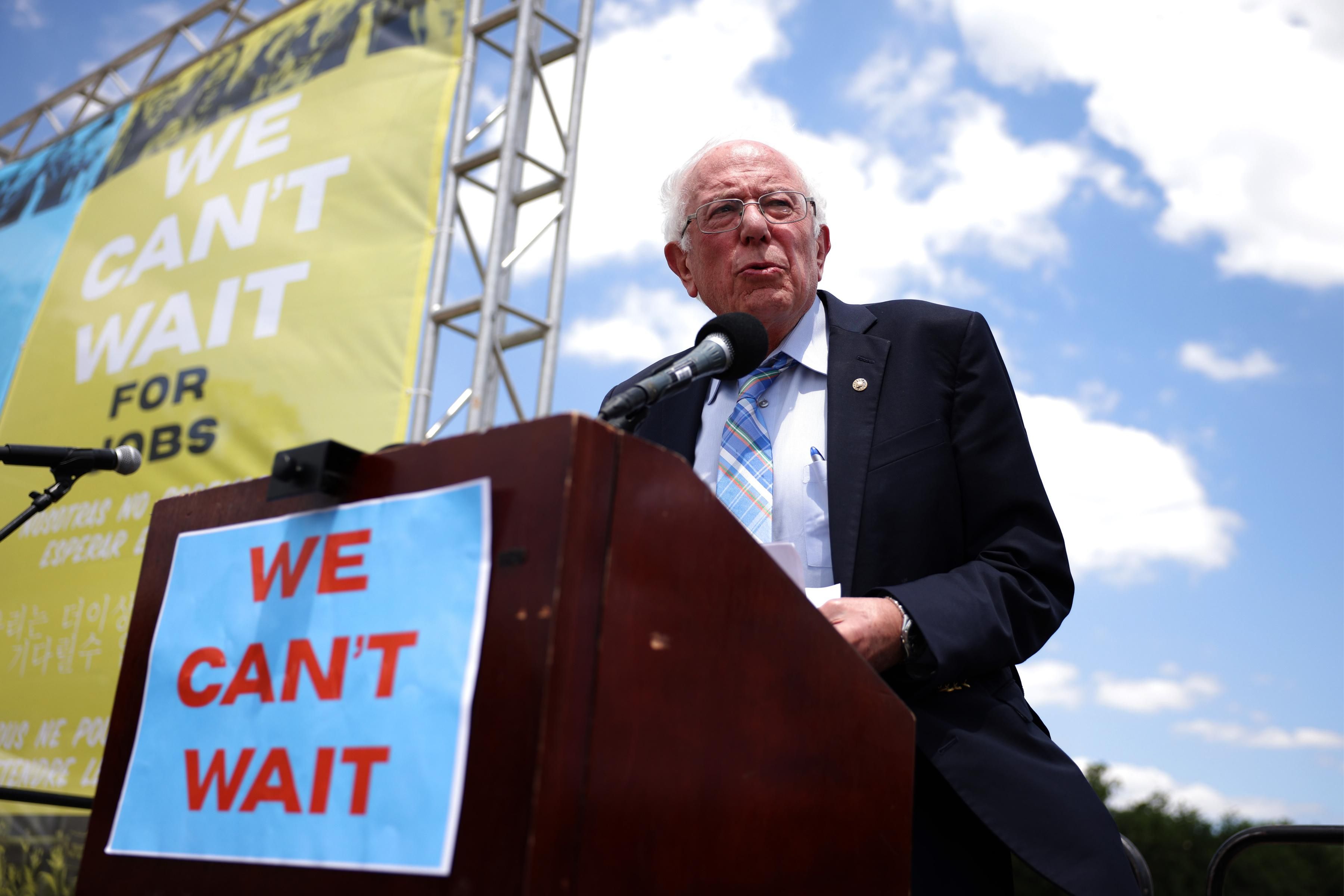Sen. Bernie Sanders speaks at a rally