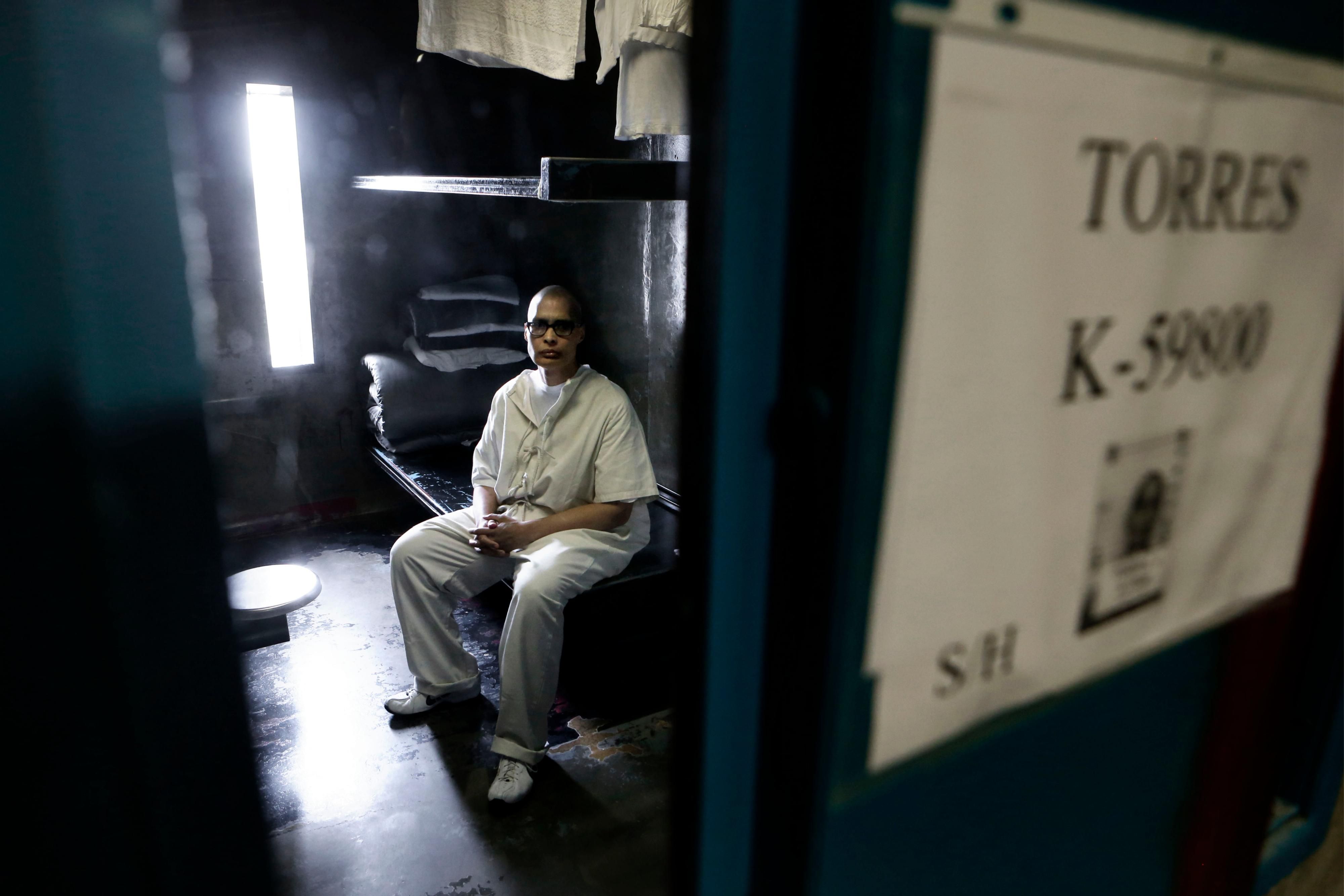 48-year-old Anthony Torres, who is serving a life sentence for murder, sits inside his cell at security housing unit B at the California State Prison Sacramento on March 5, 2014 in Represa, California. (Photo: Michael Macor/The San Francisco Chronicle via Getty Images)