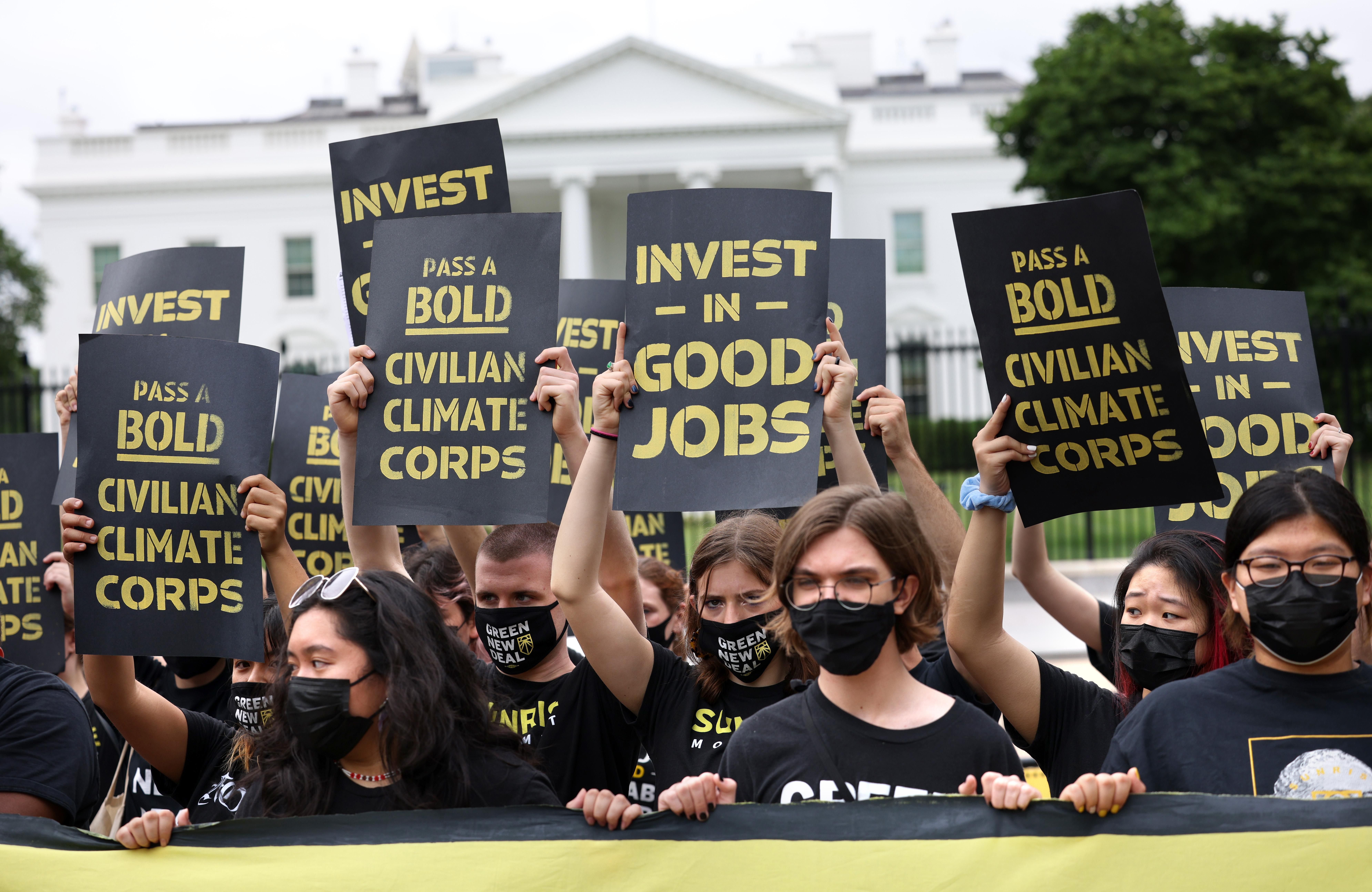 Climate activist demonstrate outside of the White House