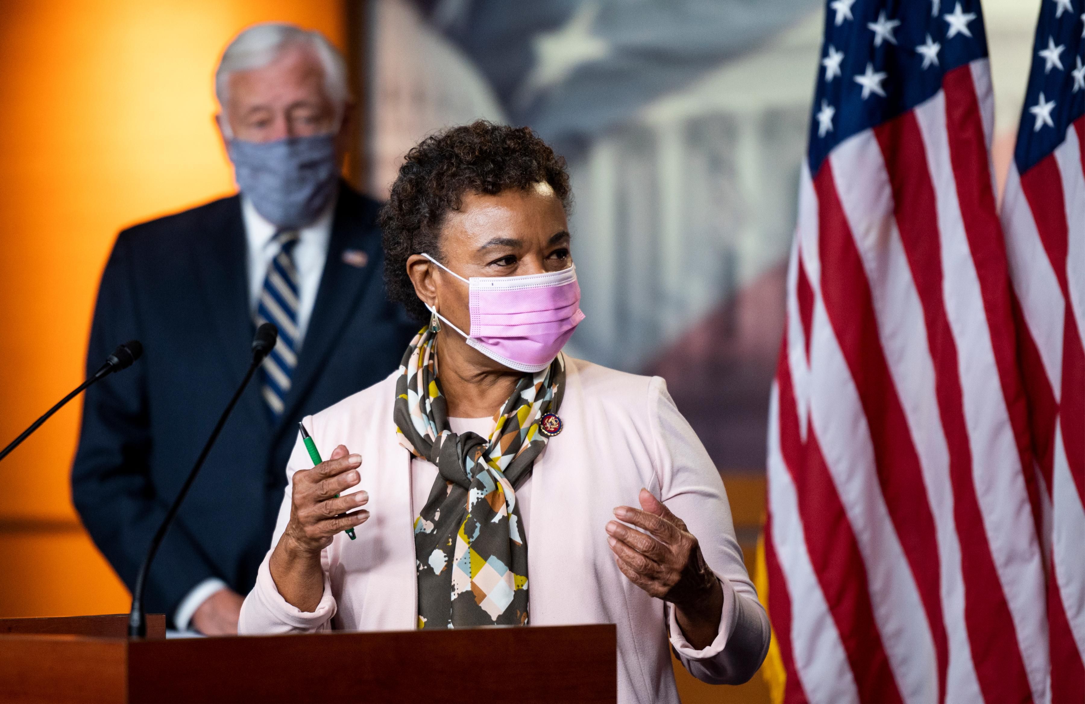 Rep. Barbara Lee speaks at a press conference