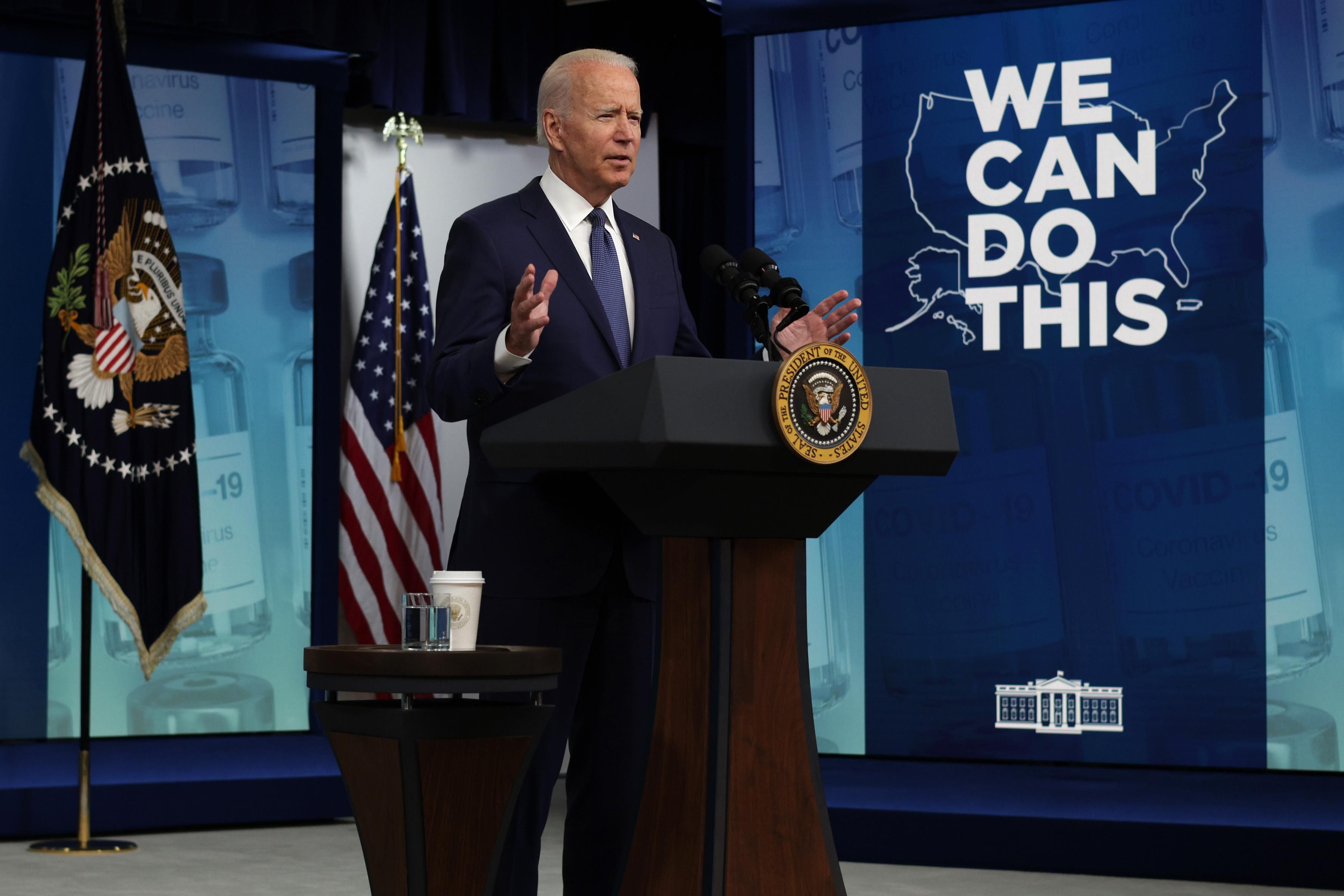 President Joe Biden speaks at a press conference