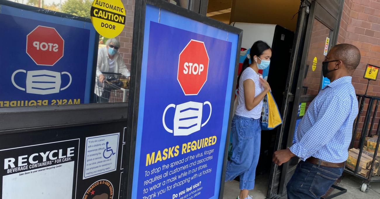 People wearing masks in Los Angeles