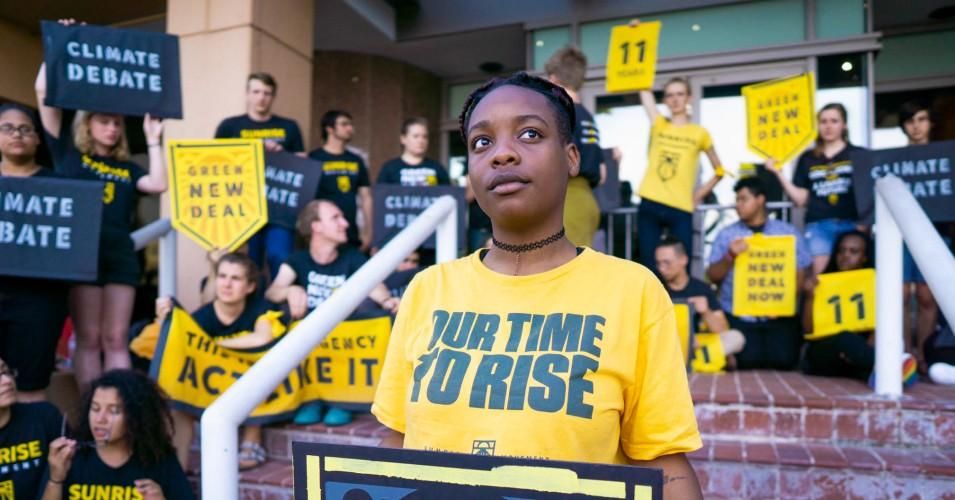 The youth-led Sunrise Movement launched a campaign earlier this month to urge the Democratic Party to hold a 2020 presidential primary debate about the climate crisis. (Photo: Sunrise Movement/Twitter)