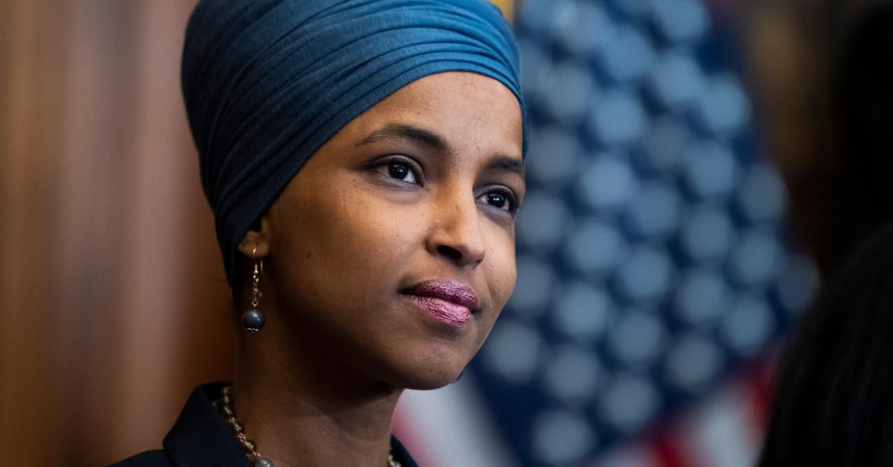 Rep. Ilhan Omar at a press conference.