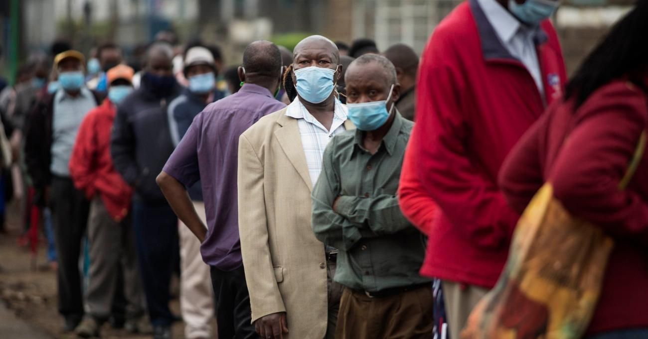 People wait to be vaccinated in Nairobi, Kenya.