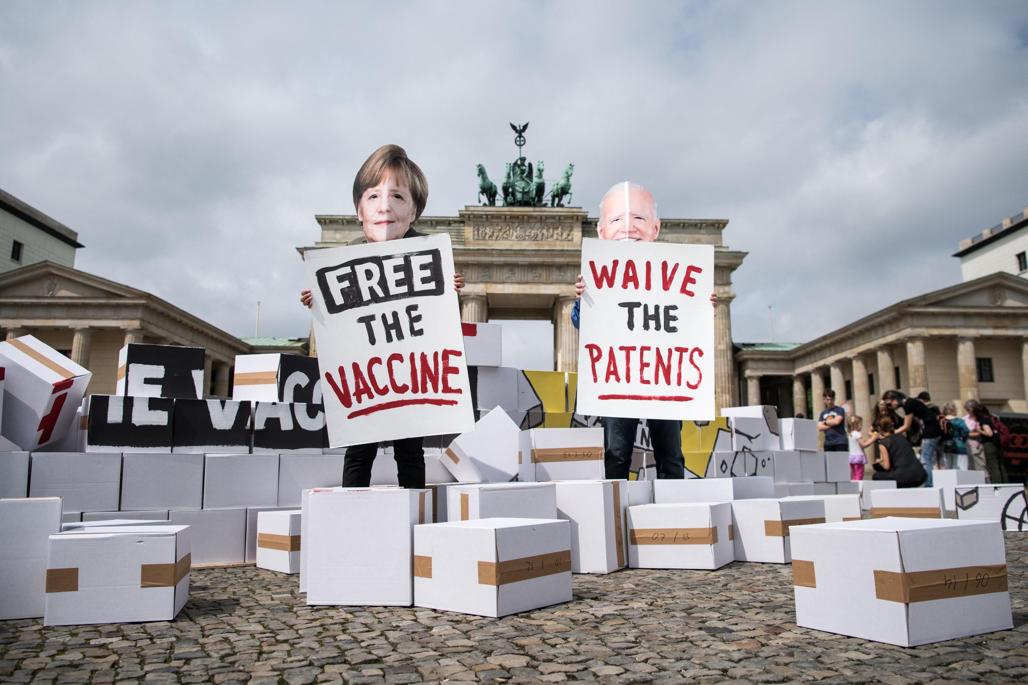 Protesters urge rich countries to support a patent waiver for coronavirus vaccines