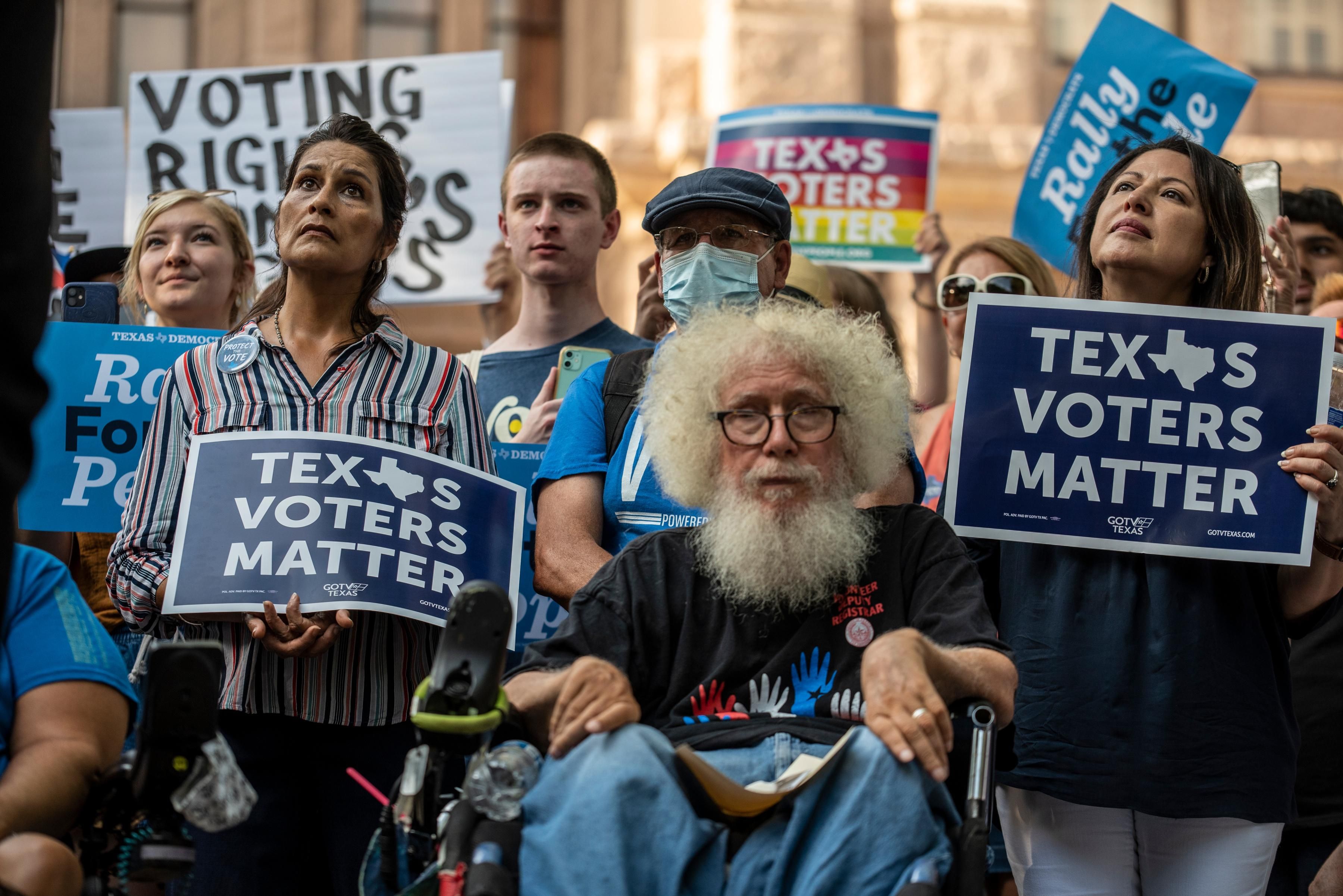 Texas voters demonstrate at the state capital