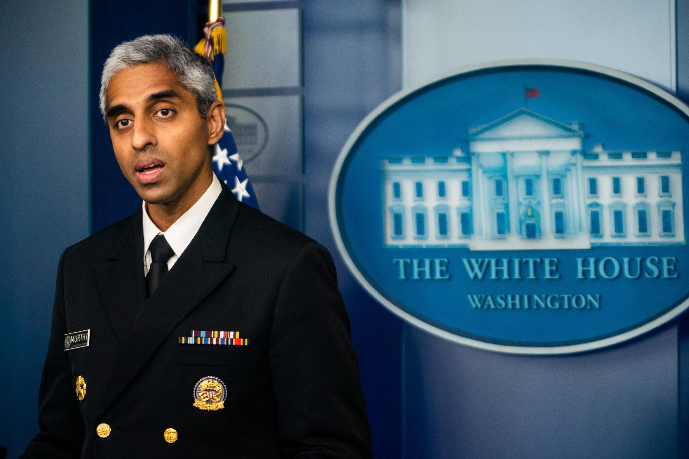 U.S. Surgeon General Dr. Vivek Murthy speaks during the daily press briefing in the James Brady Room at the White House on July 15, 2021. (Photo: Demetrius Freeman/The Washington Post via Getty Images)
