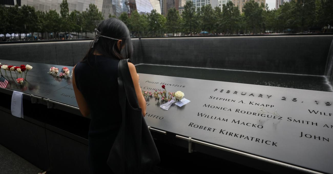 A woman at the 9/11 Memorial in New York