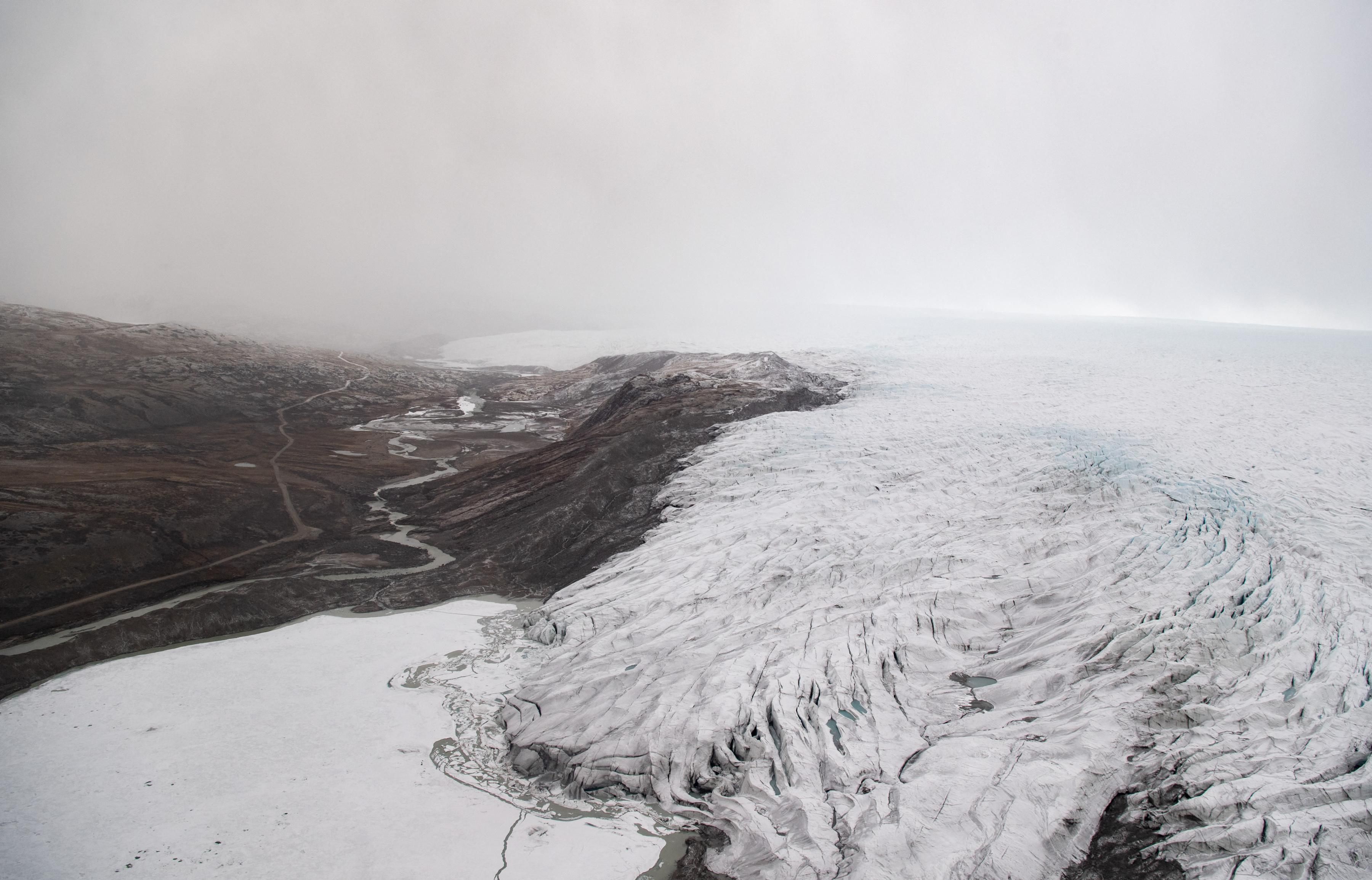 Greenland ice seen durin a helicopter tour