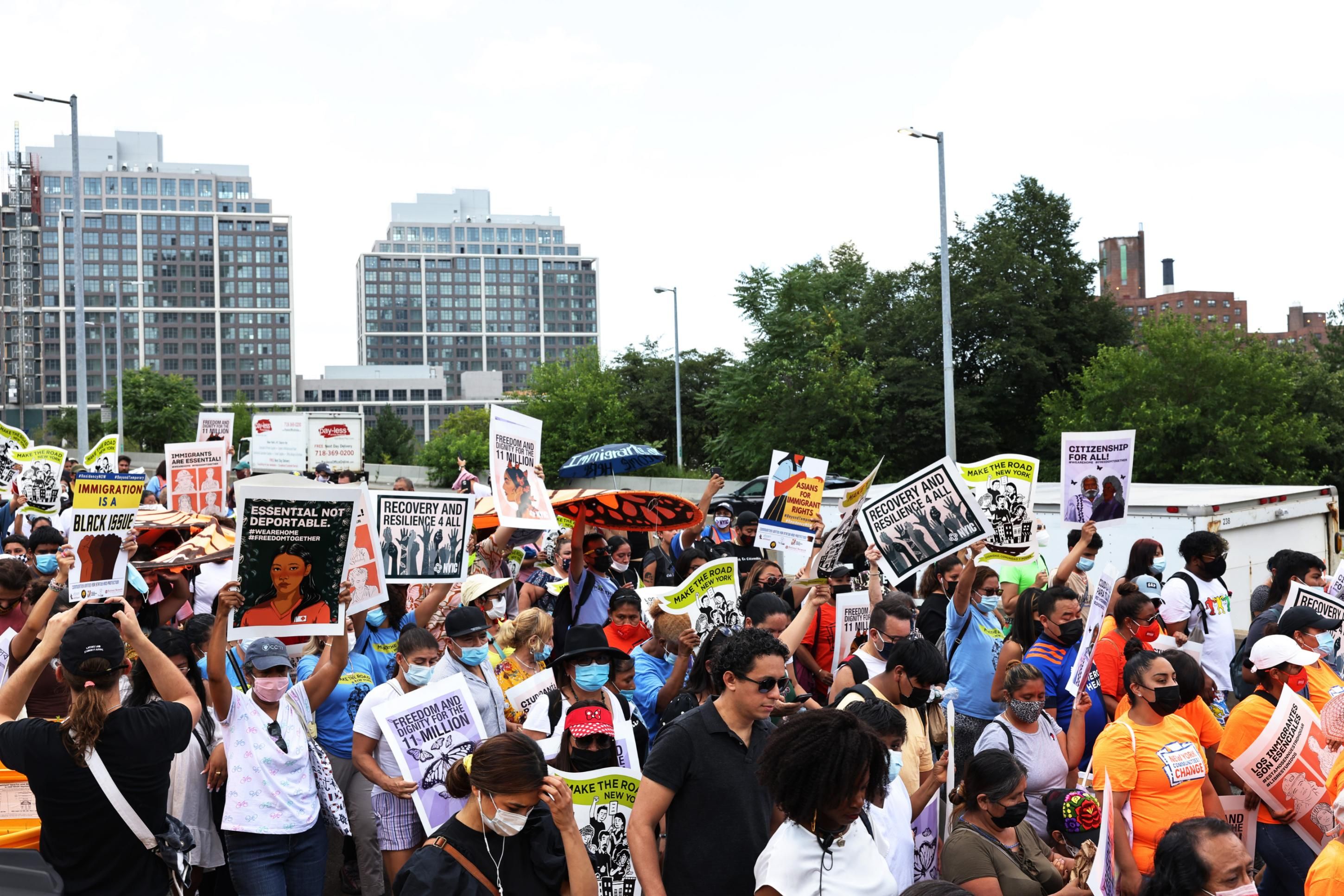 People march for a pathway to citizenship for immigrants on July 23, 2021 in New York City. (Photo: Michael M. Santiago via Getty Images)