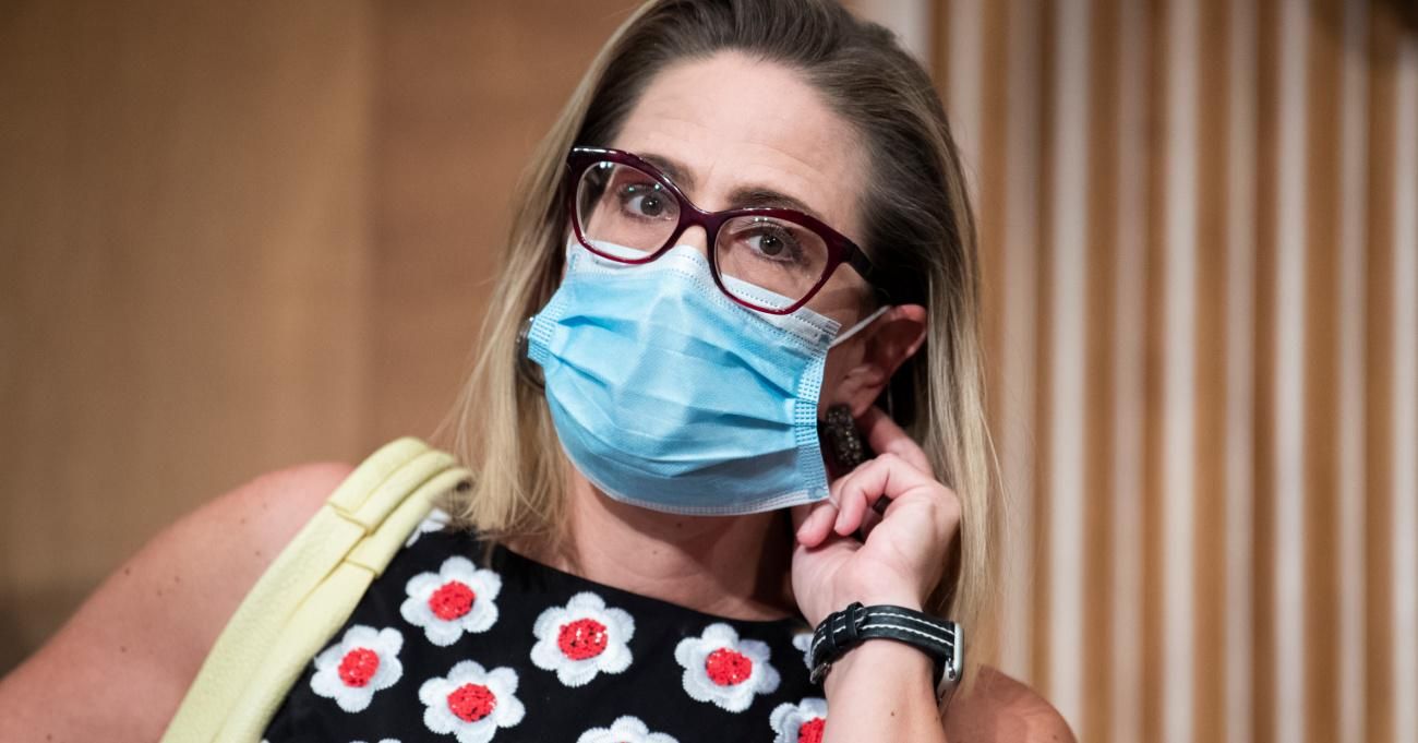 Sen. Kyrsten Sinema at a Senate hearing. 