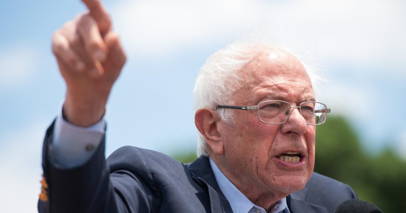Sen. Bernie Sanders addresses a rally where advocates called for economic reforms.