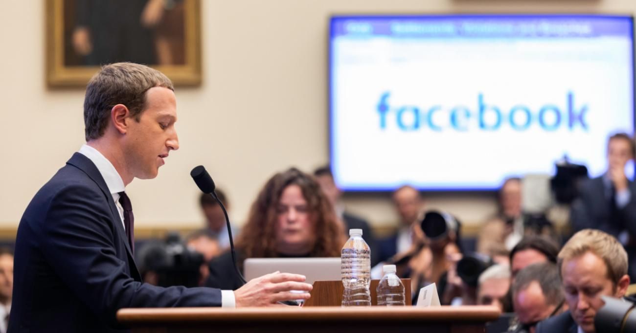 Facebook CEO Mark Zuckerberg testifying at a congressional hearing