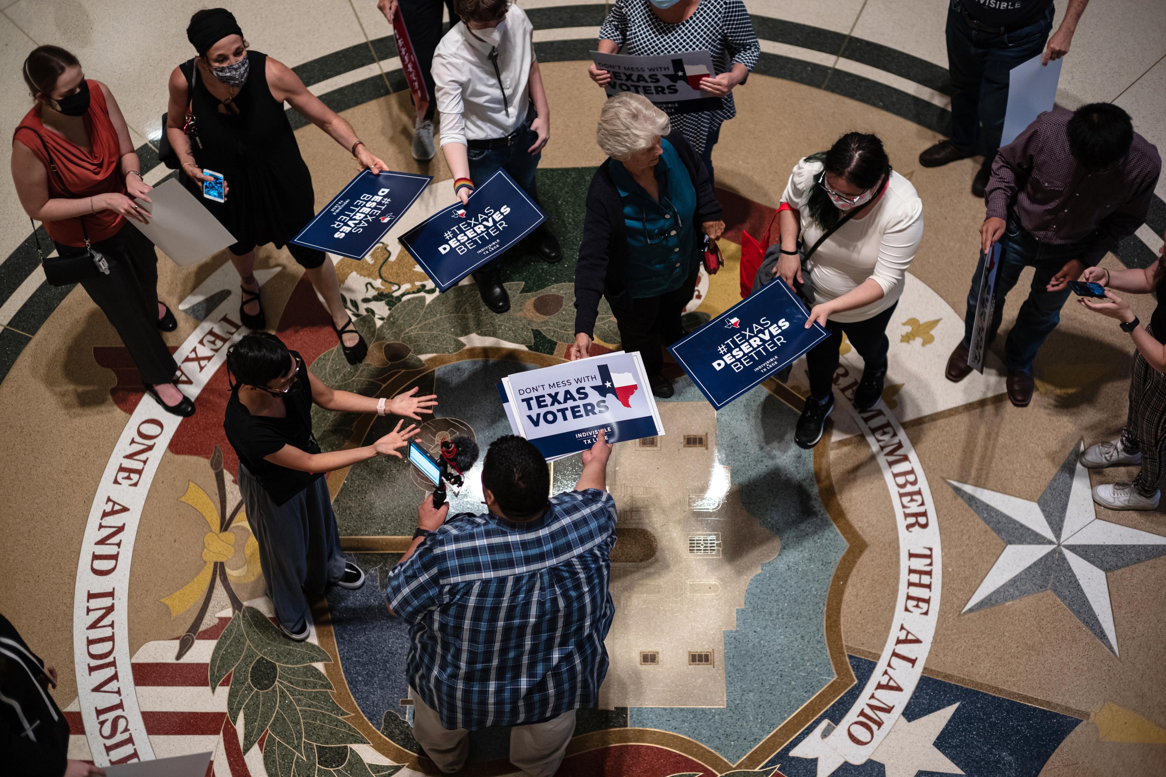 Voting rights advocates at Texas State Capitol rotunda