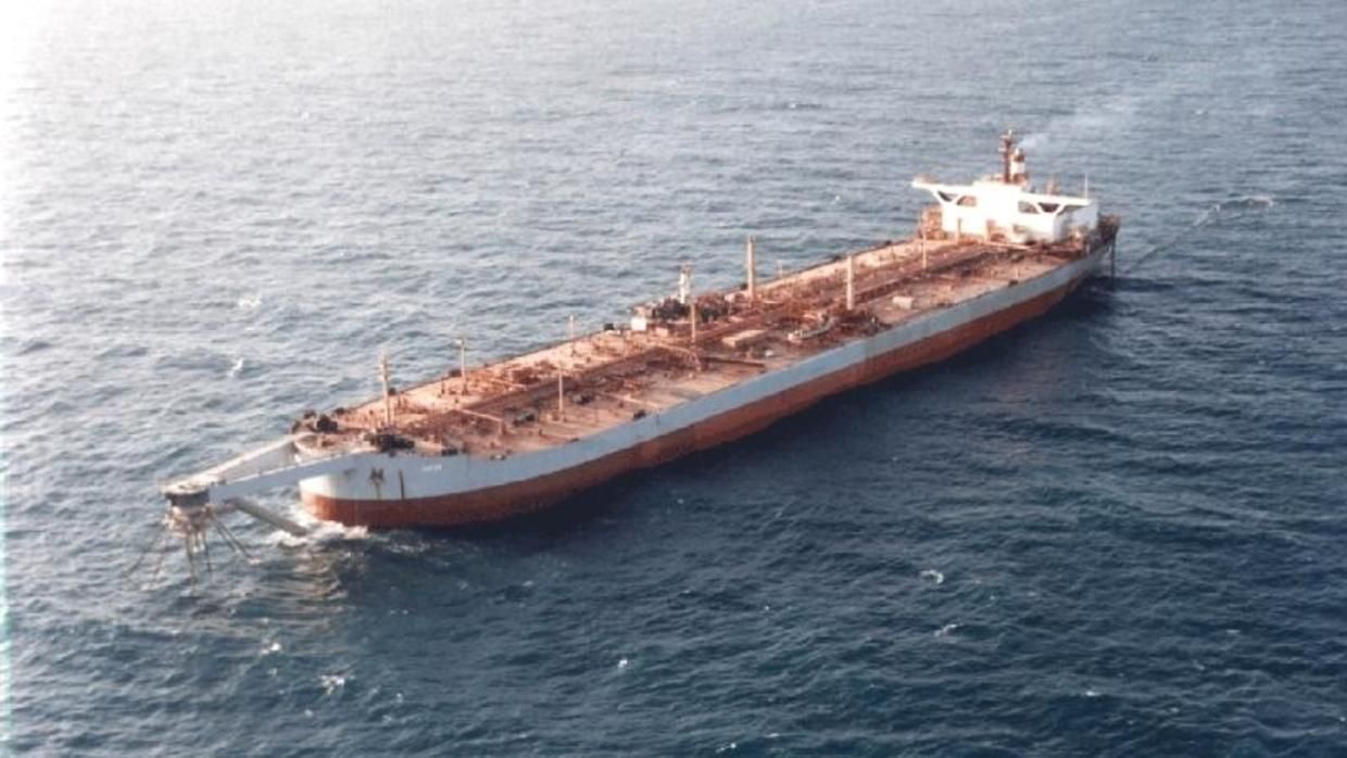 A file photo shows the FSO Safer supertanker permanently anchored off Yemen's Red Sea coast, west of Hodeida. (Handout)