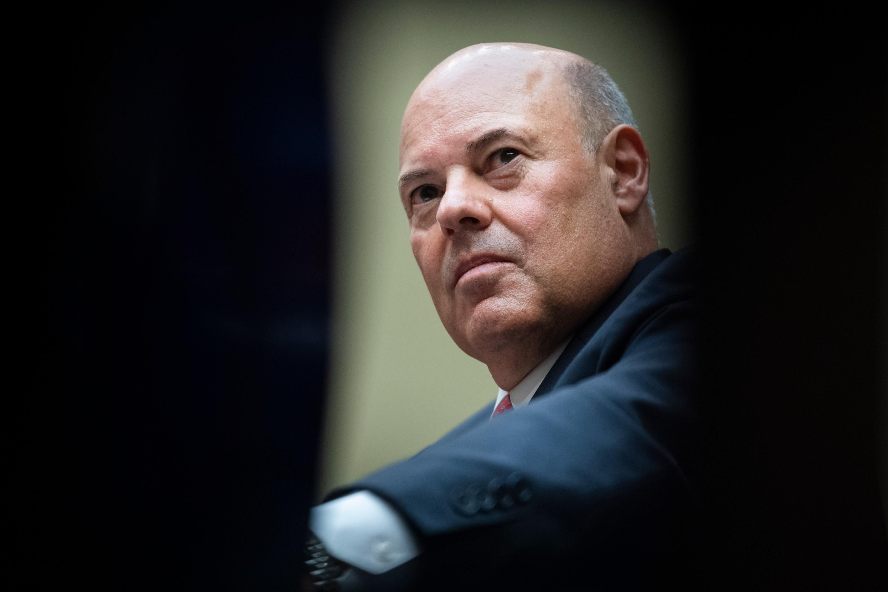 Postmaster General Louis DeJoy appears at a congressional hearing.