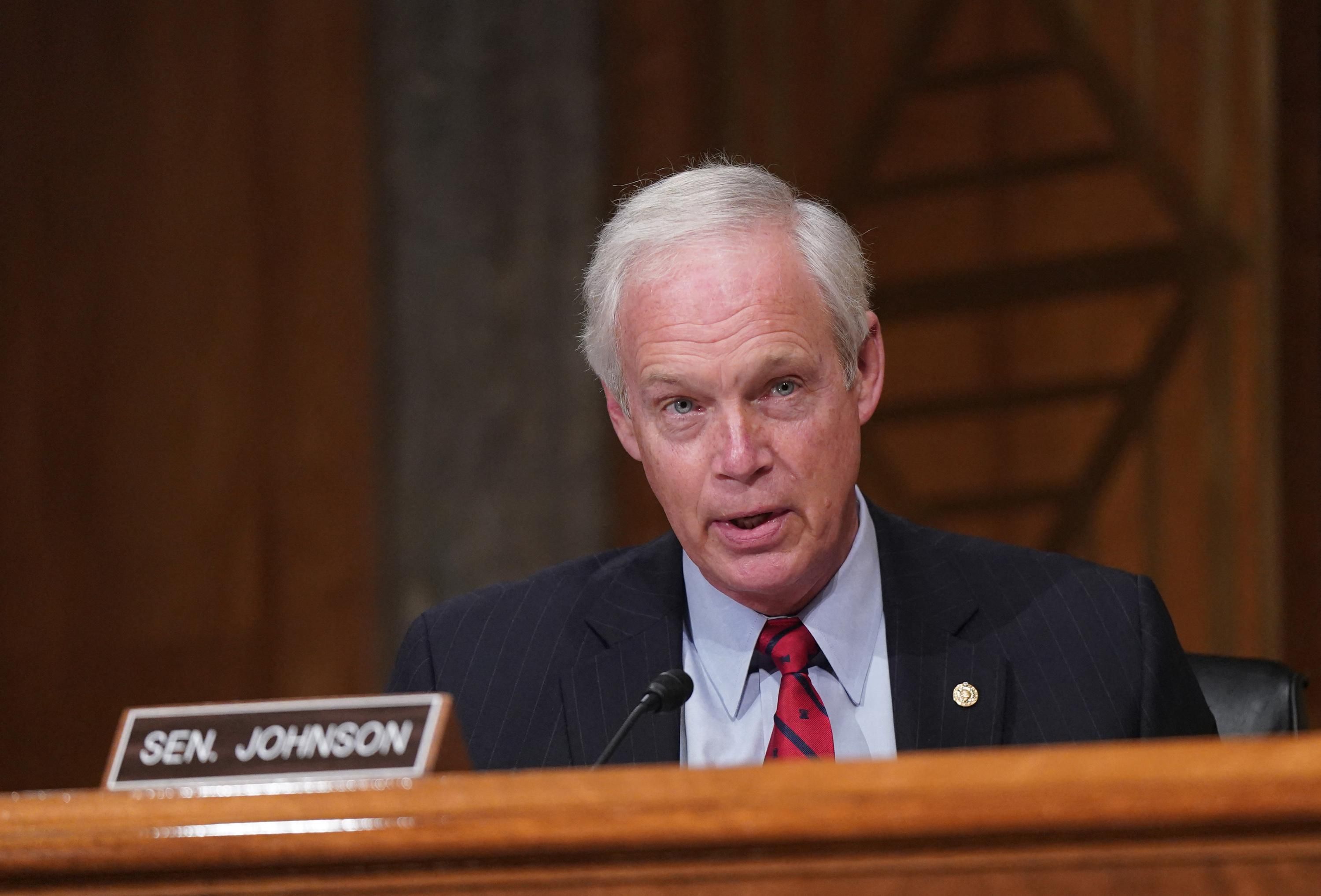 Republican Sen. Ron Johnson speaks during a Senate hearing.