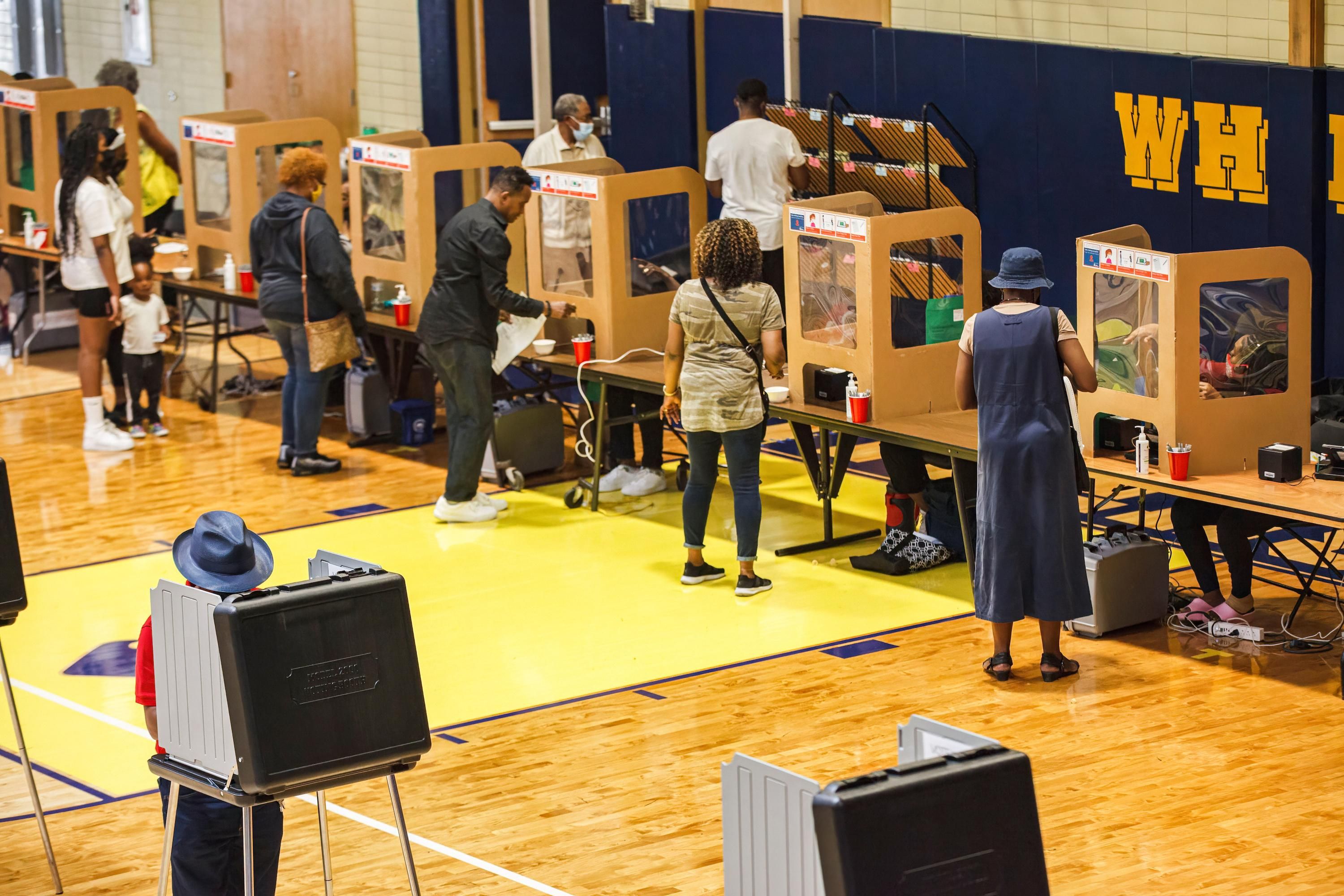 Ohio voters at a polling place