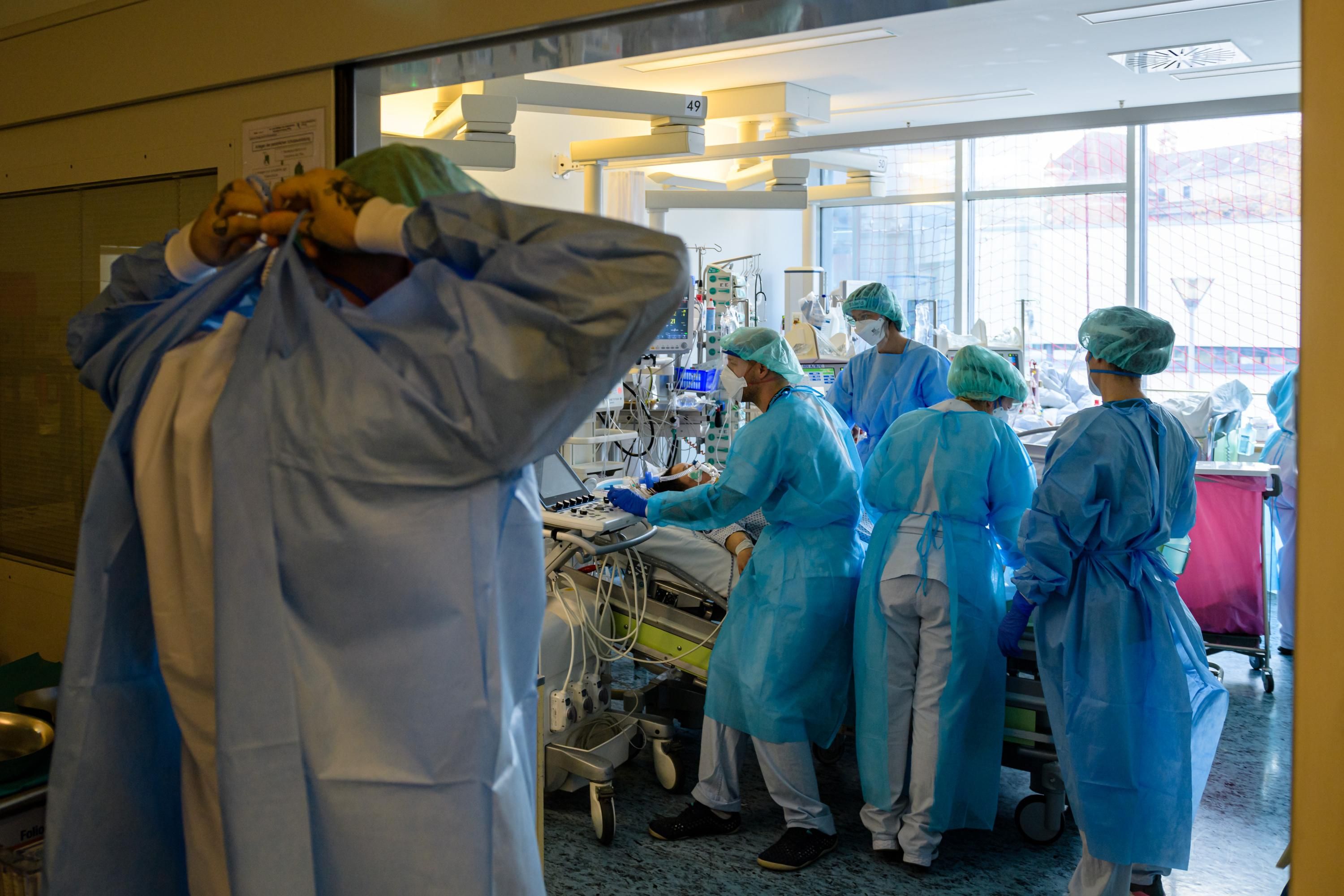 Doctors and nurses at a hospital in Germany.