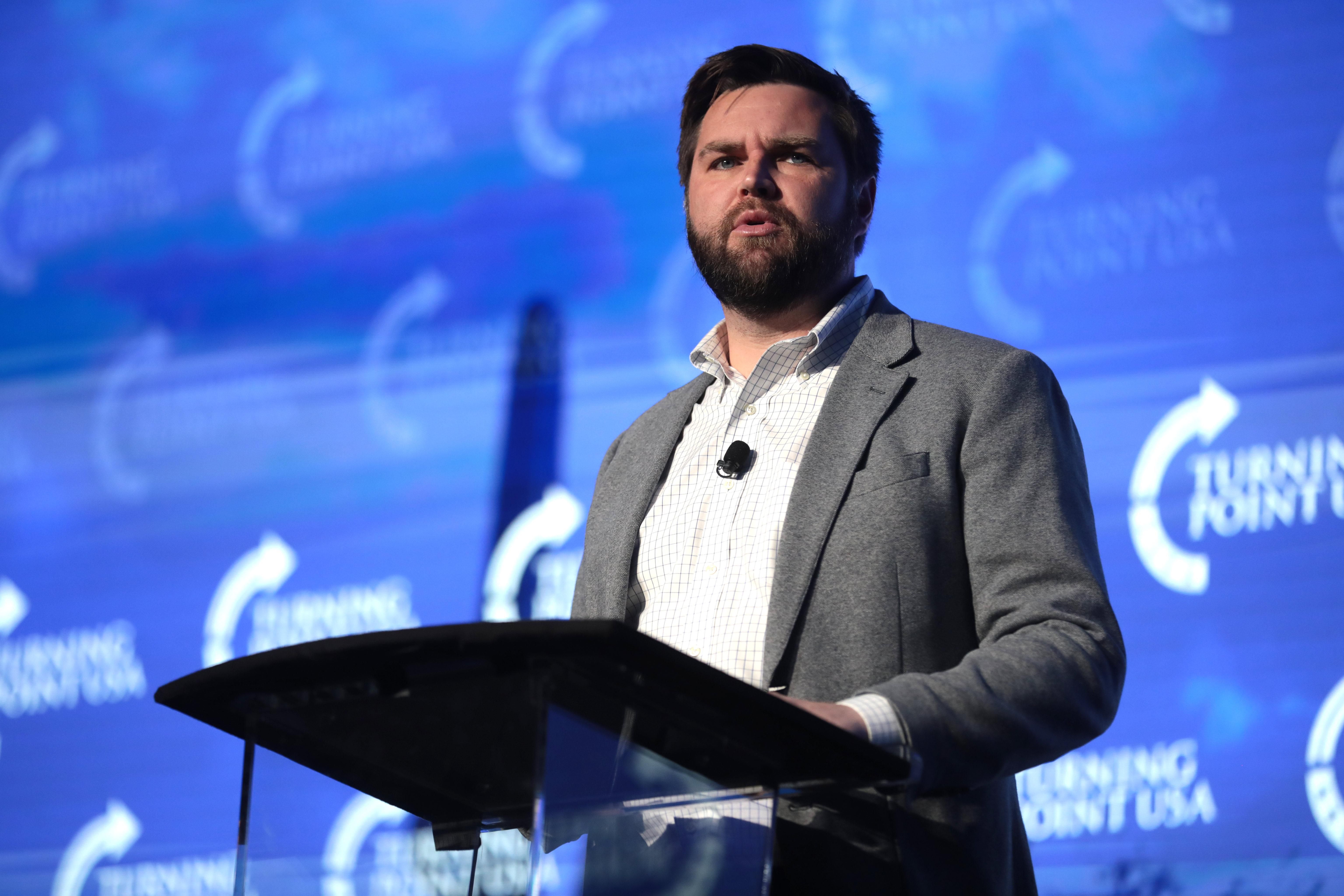 J. D. Vance, a U.S. Senate candidate from Ohio, speaks at the Southwest Regional Conference hosted by Turning Point USA on April 17, 2021