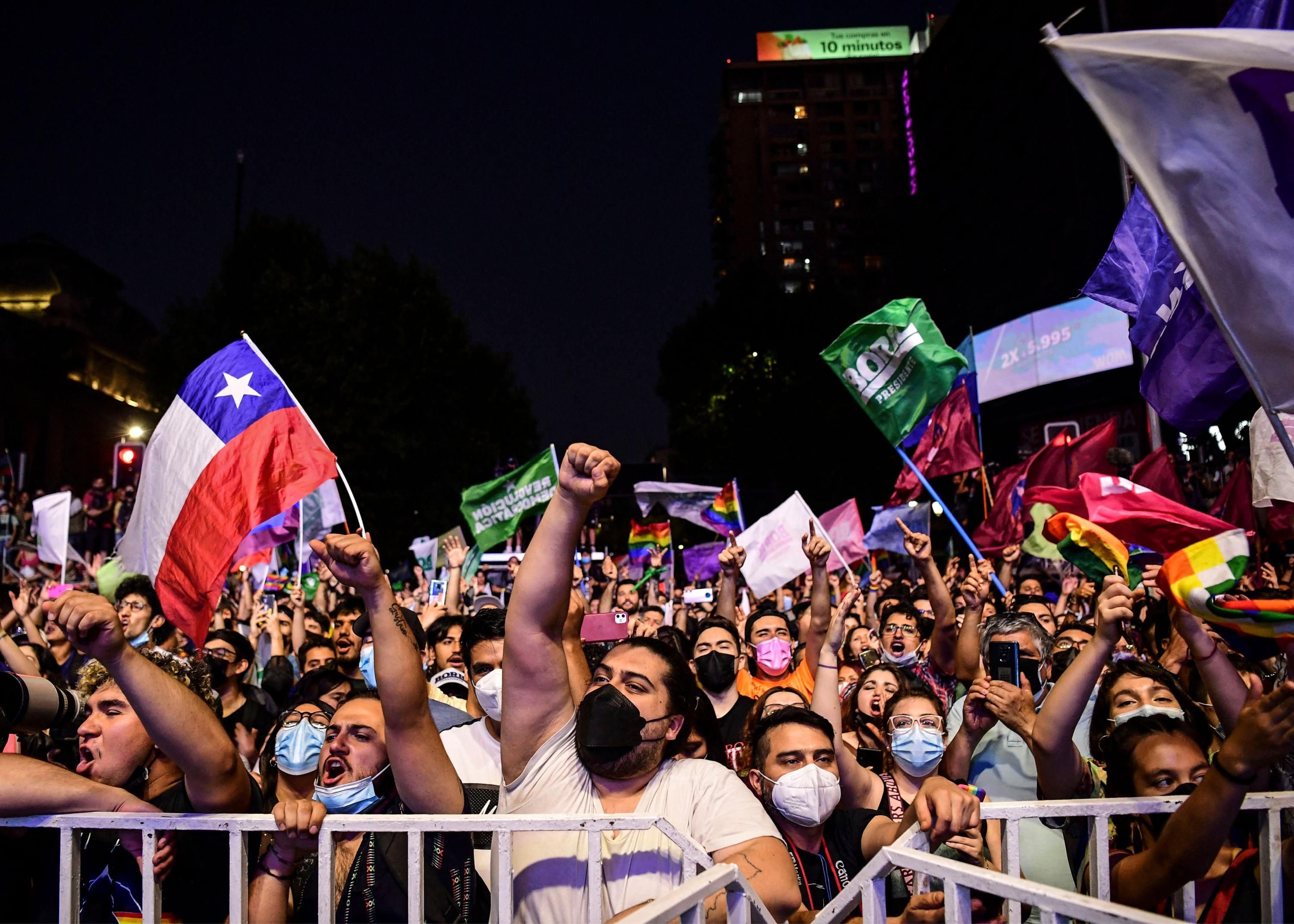 Chileans celebrate the presidential election results