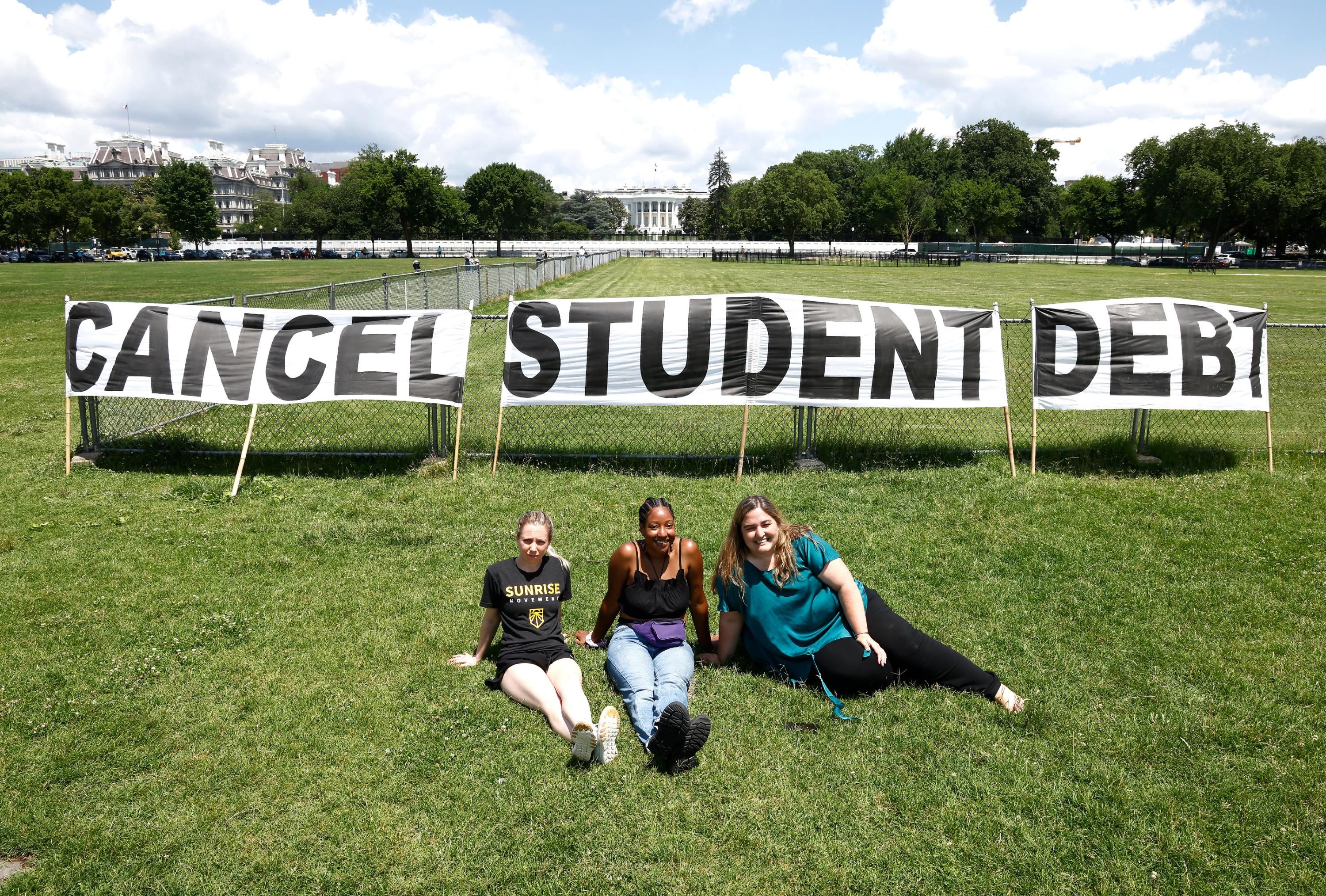 Activists call on President Joe Biden to cancel student loan debt.