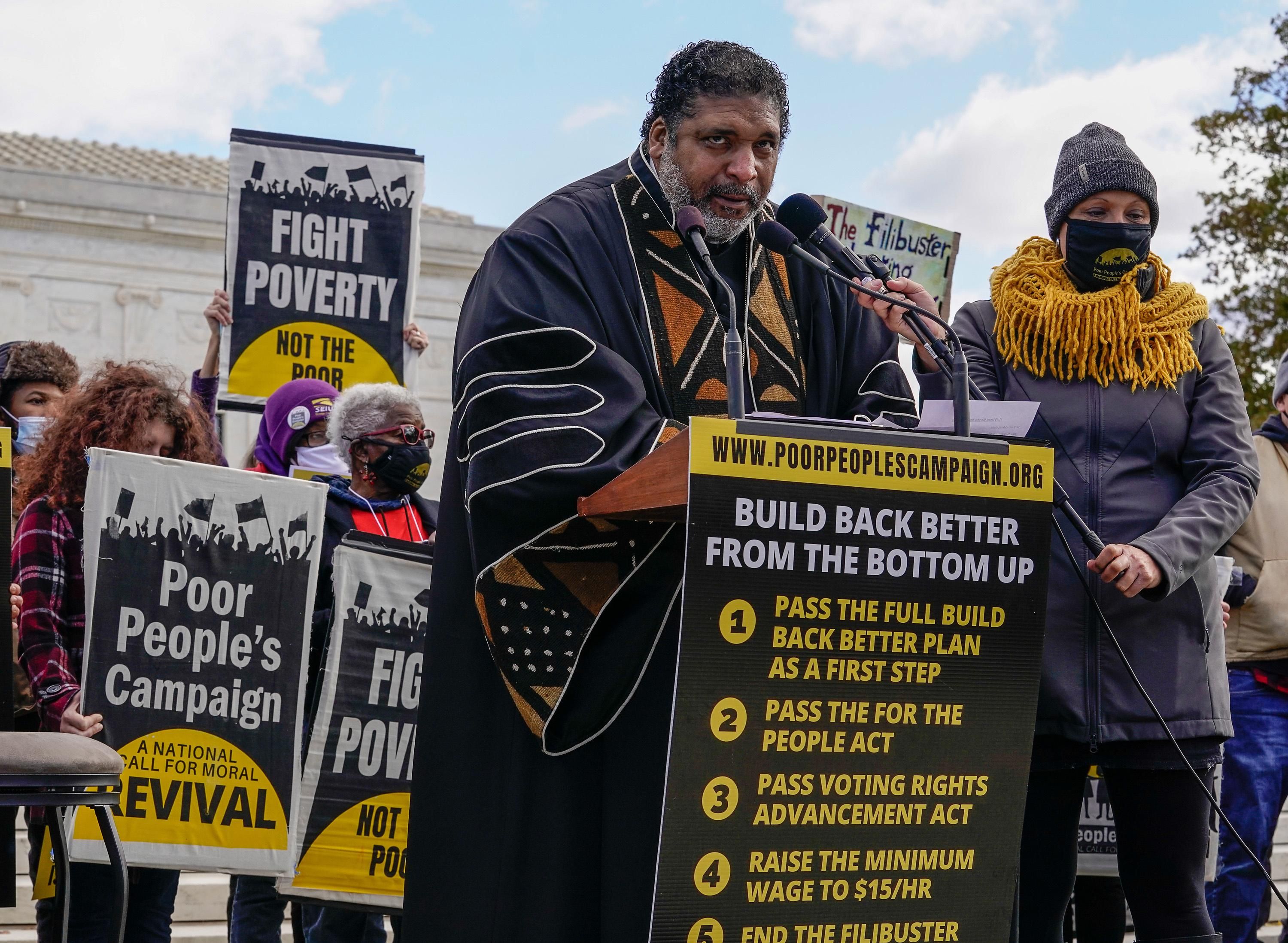 Rev. William Barber speaks at a rally