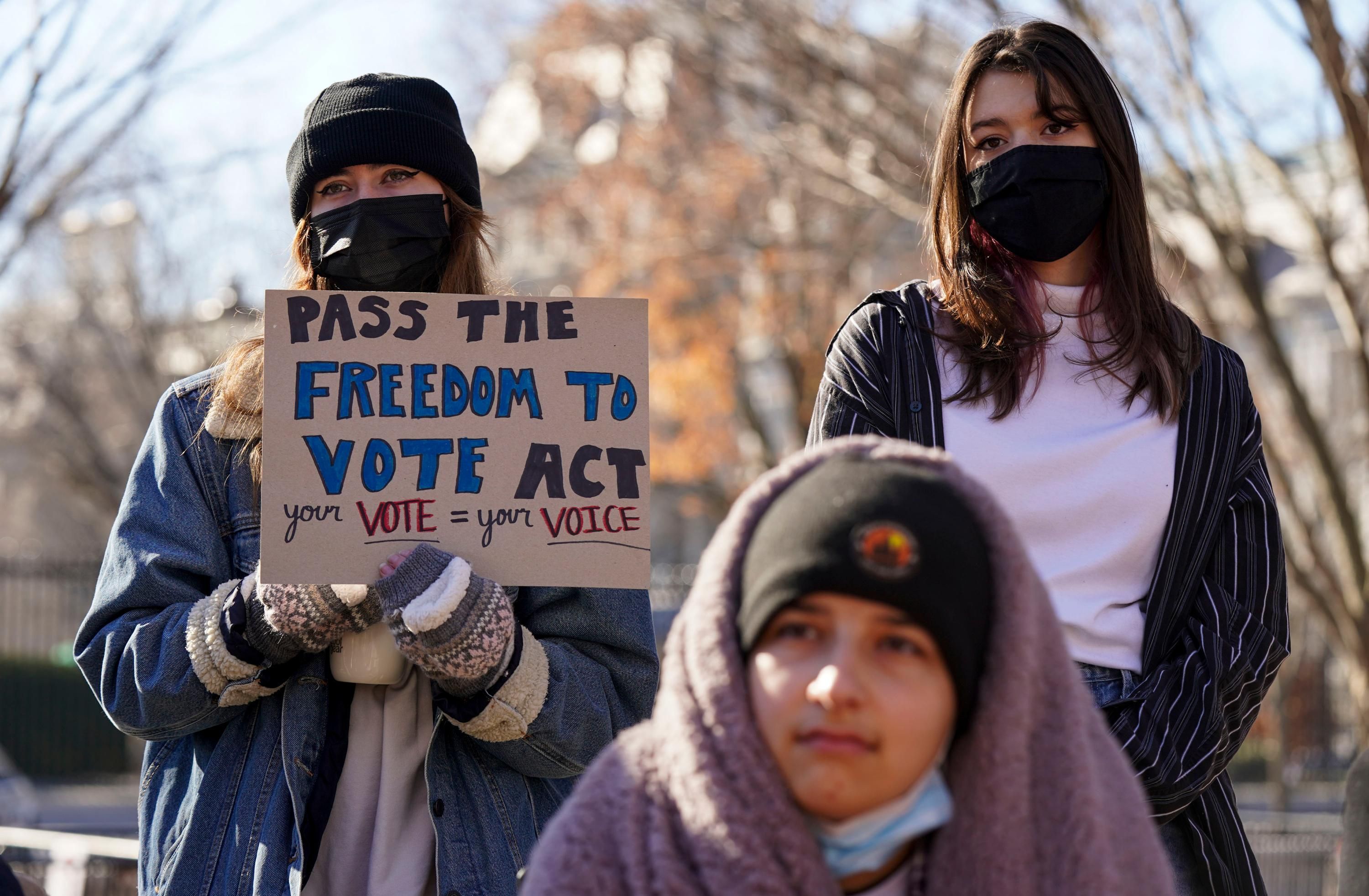 Students demonstrate in support of voting rights
