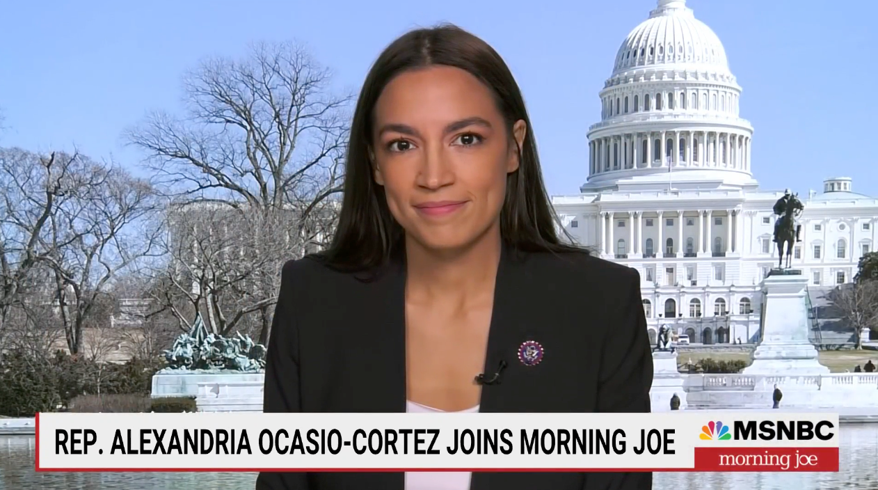 Rep. Alexandria Ocasio-Cortez (D-N.Y.) speaks on December 20, 2021, on MSNBC's 