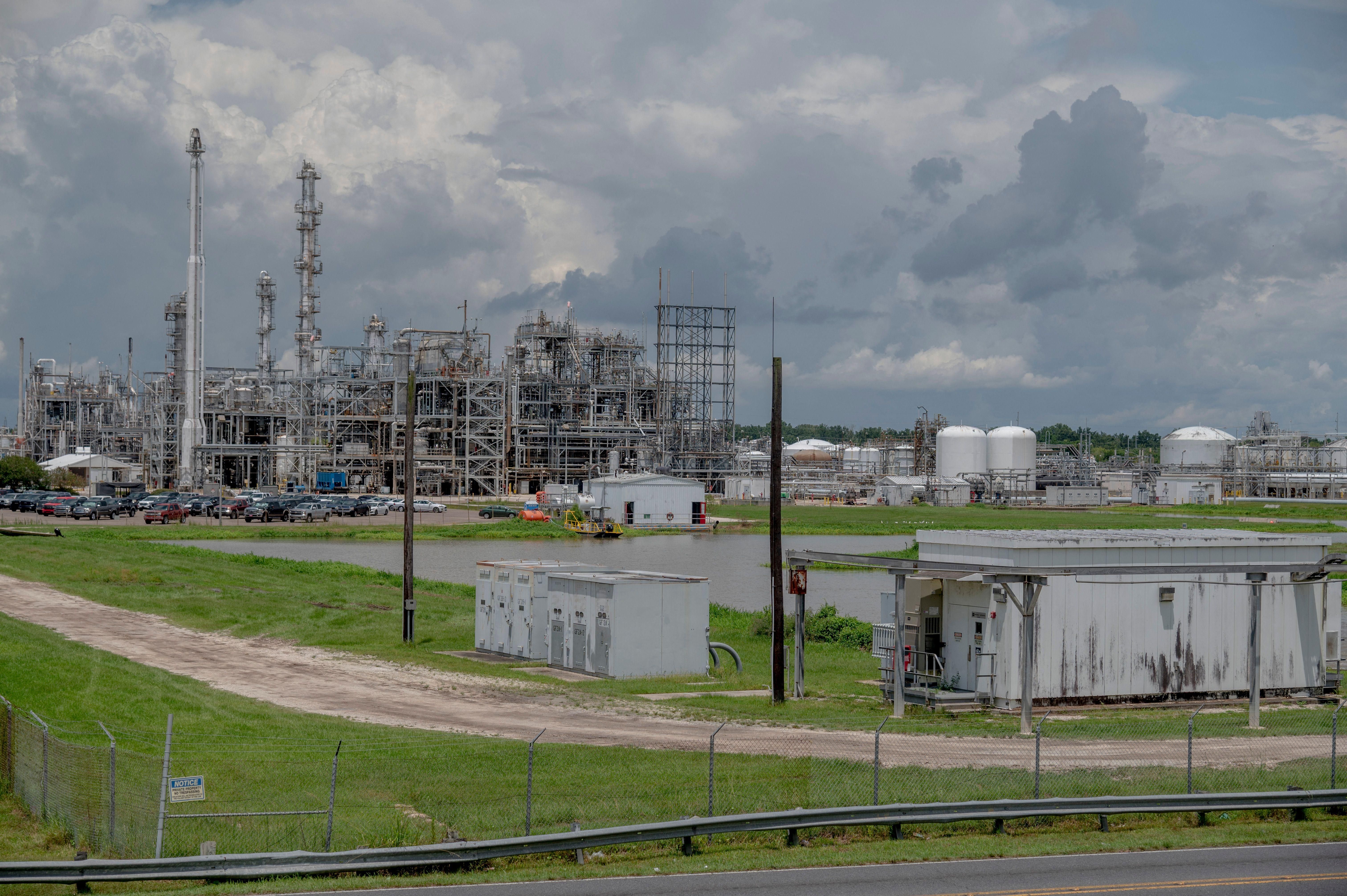 The Denka neoprene production plant emits chloroprene and other hazardous air pollutants in Reserve, Louisiana, on August 12, 2021.