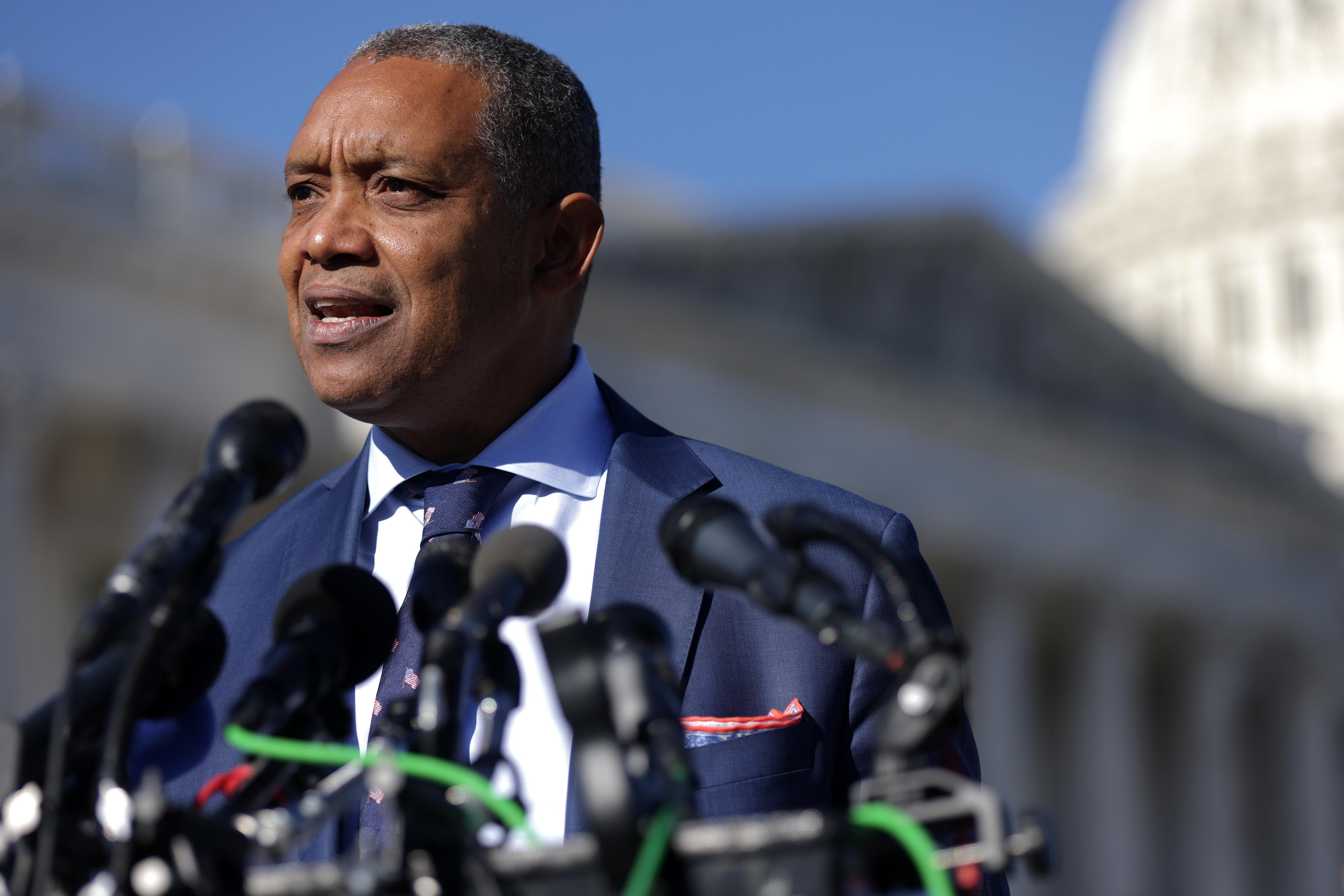 District of Columbia Attorney General Karl Racine speaks at a news conference on December 14, 2021, in Washington, D.C.