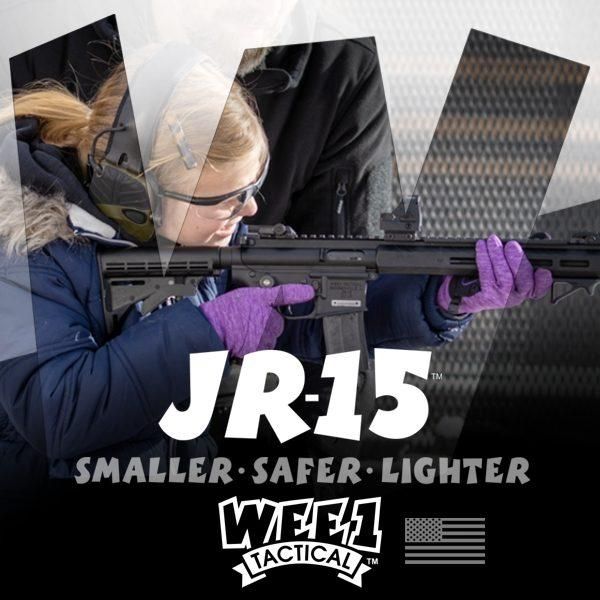 girl holding jr-15 rifle